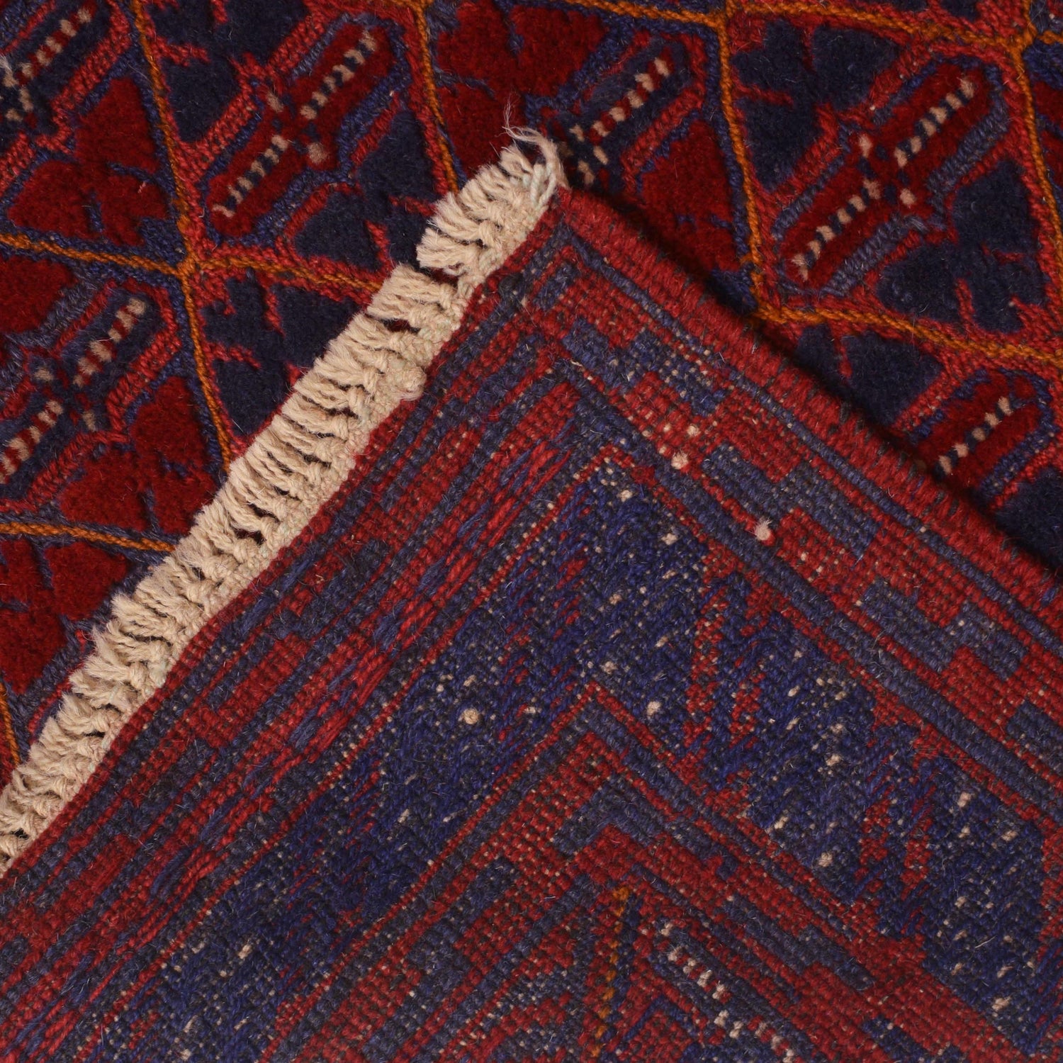 Hand-Knotted Red Geometric Mashwani Area Rug Runner – 2' 8" x 12' 0" ft (81 x 366 cm) | SKU: W34372