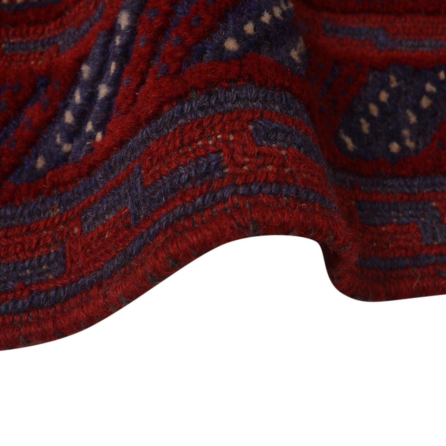 Hand-Knotted Red Geometric Mashwani Area Rug Runner – 2' 8" x 12' 0" ft (81 x 366 cm) | SKU: W34372
