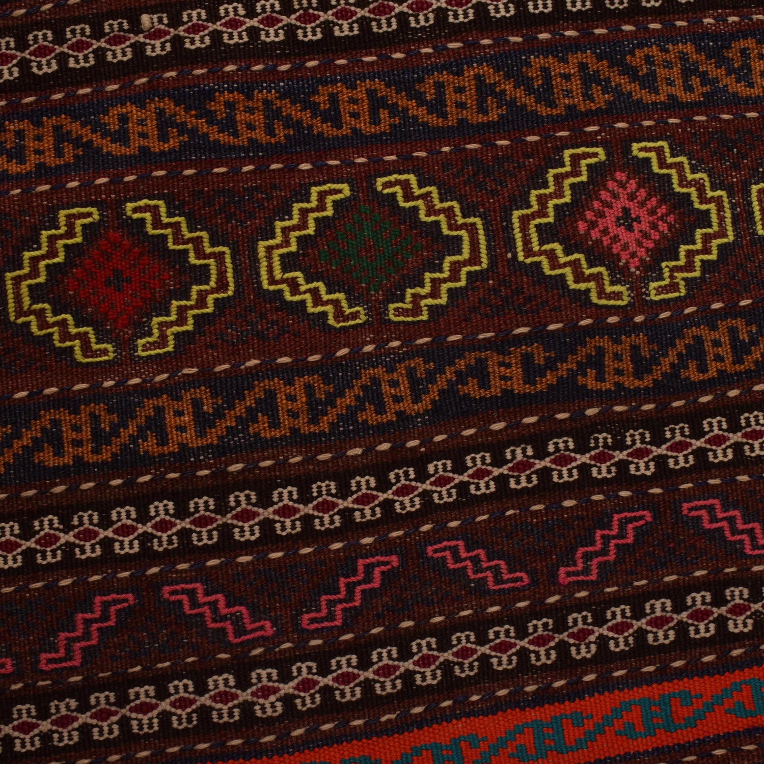 Laghari Kilim Area Rug Handmade Multi Geometric 4x7 ft