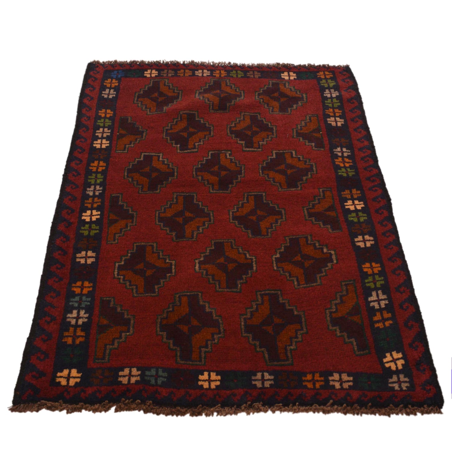 Baluchi Rug Handmade Red Geometric 2x4 ft