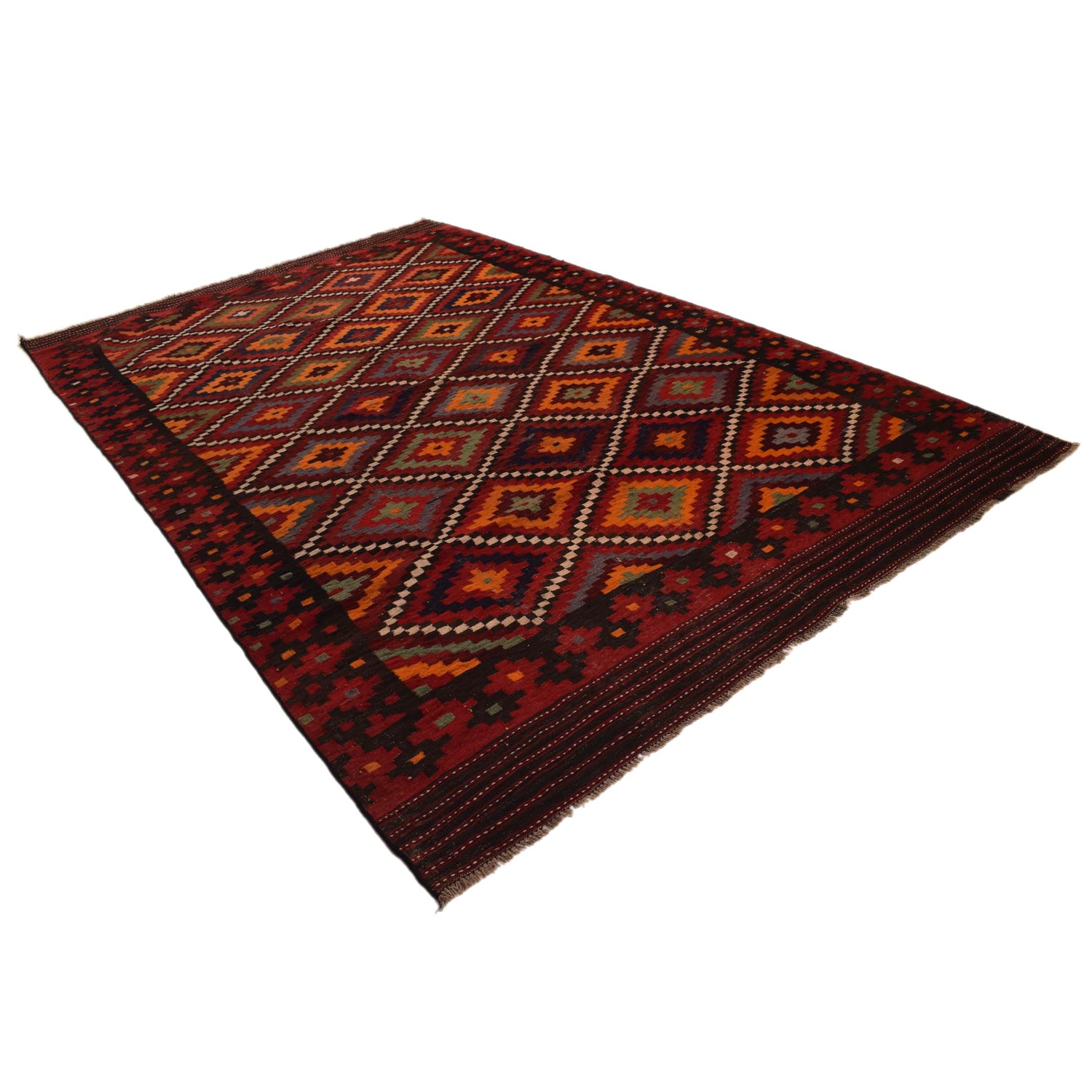 Maimana Kilim Area Rug Handmade Multi Floral 7x10 ft
