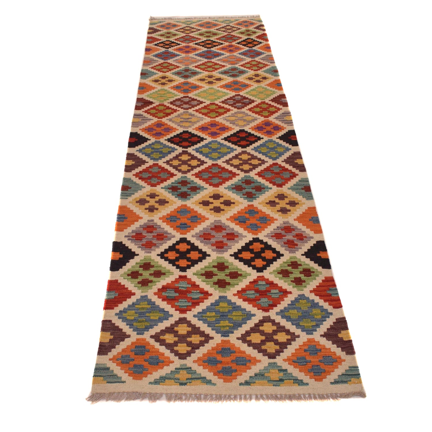 Handmade Multi Kilim Geometric 10' Runner