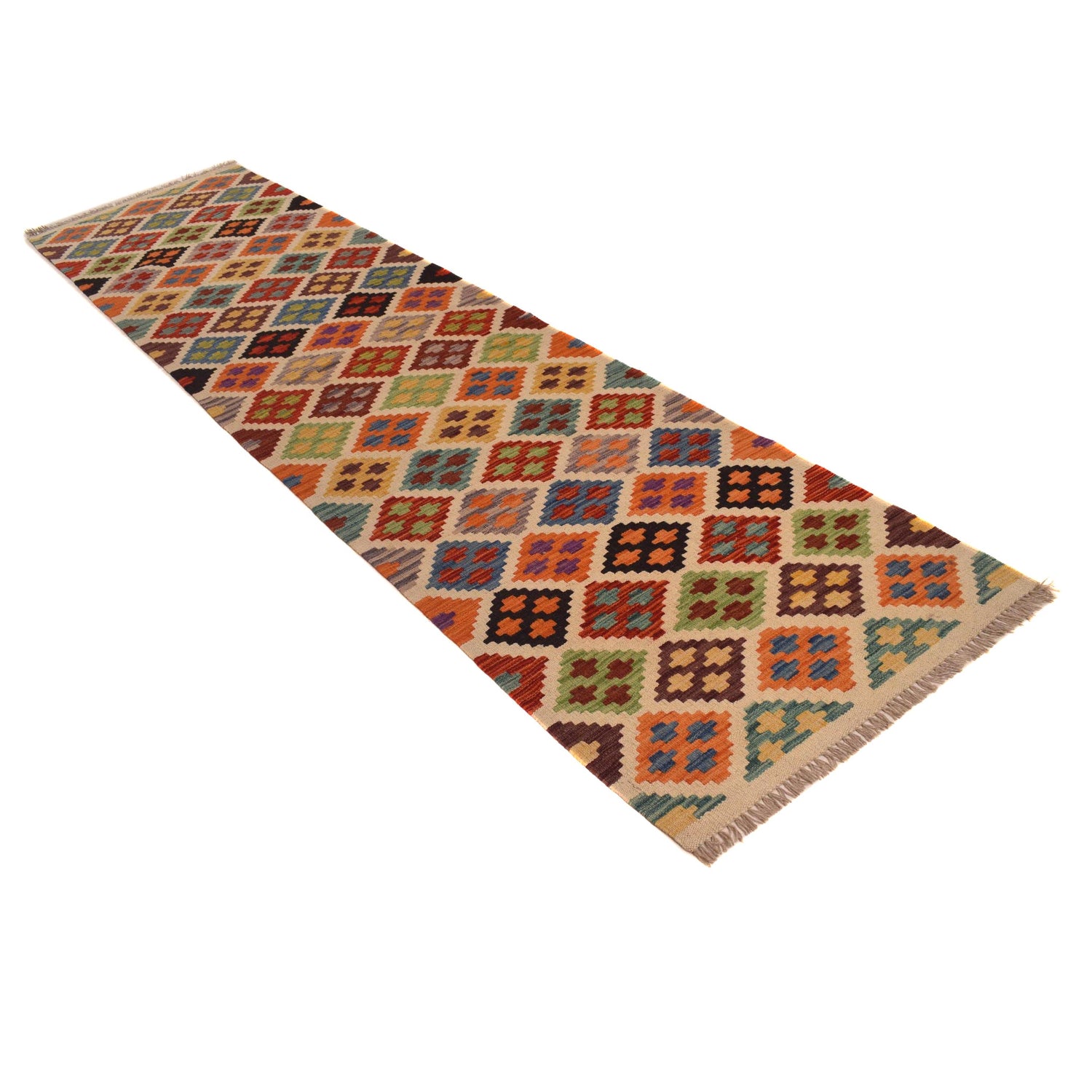 Handmade Multi Kilim Geometric 10' Runner