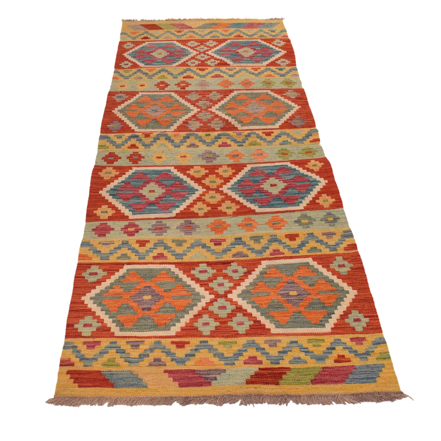 Handmade Multi Kilim Geometric 8' Runner