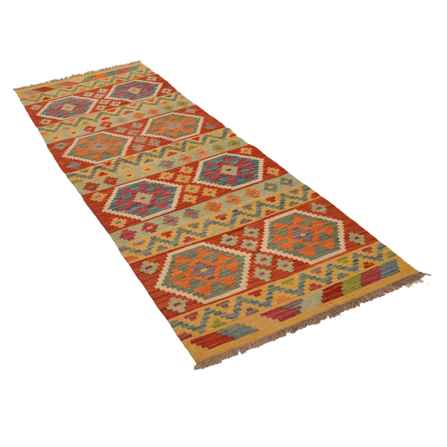 Handmade Multi Kilim Geometric 8' Runner