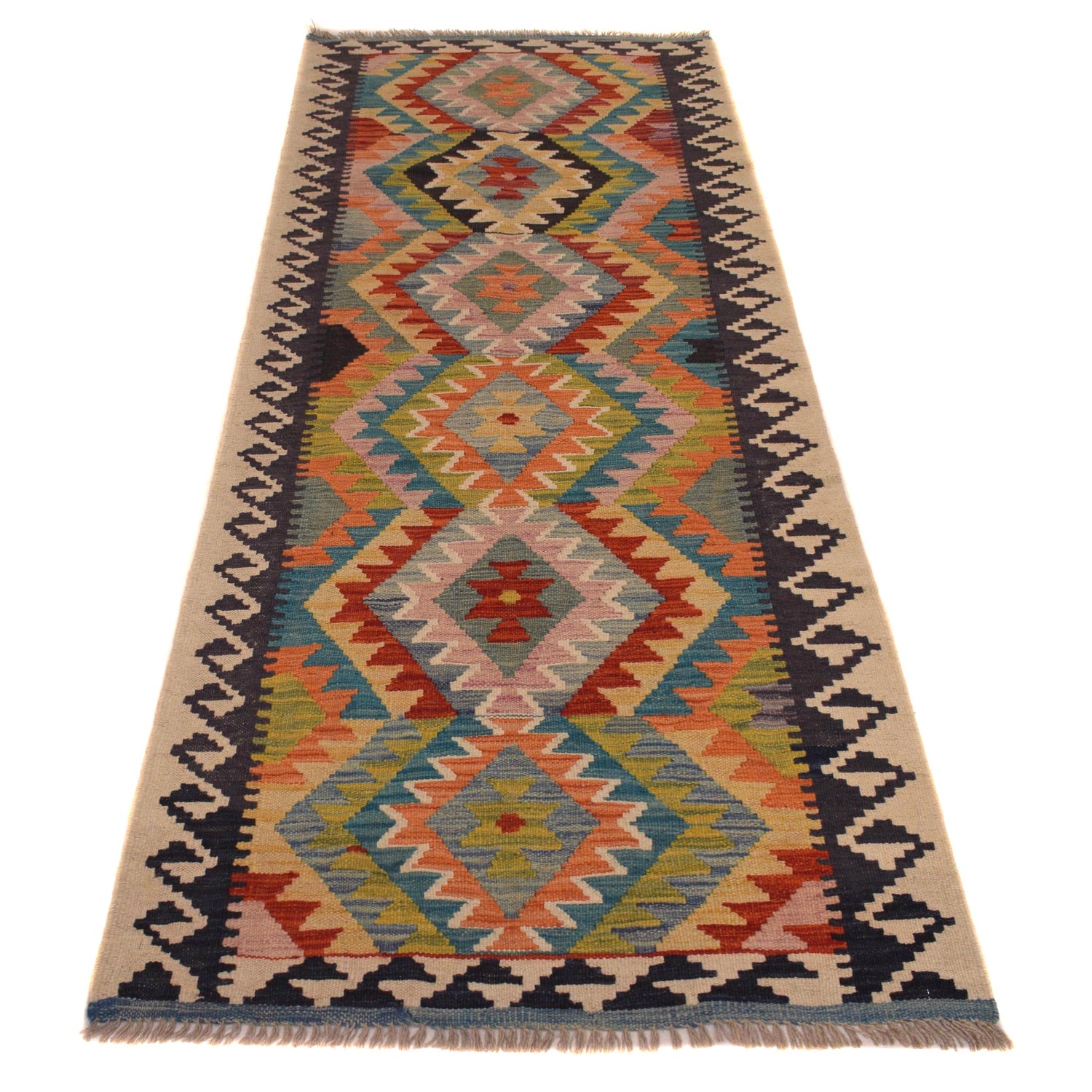 Handmade Multi Kilim Geometric 8' Runner