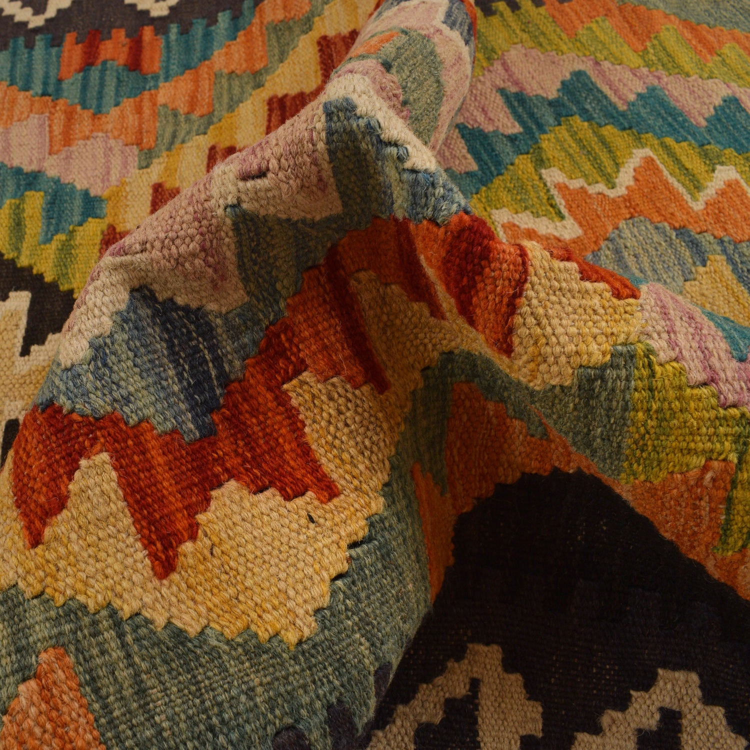 Handmade Multi Kilim Geometric 8' Runner