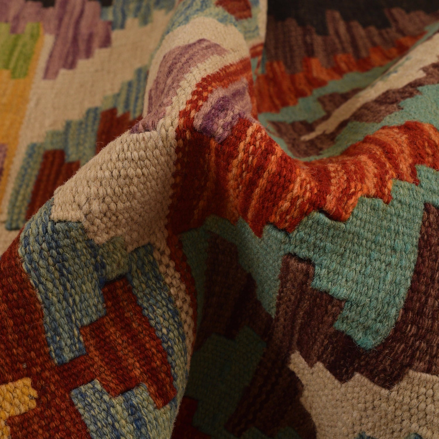 Handmade Multi Kilim Geometric 8' Runner