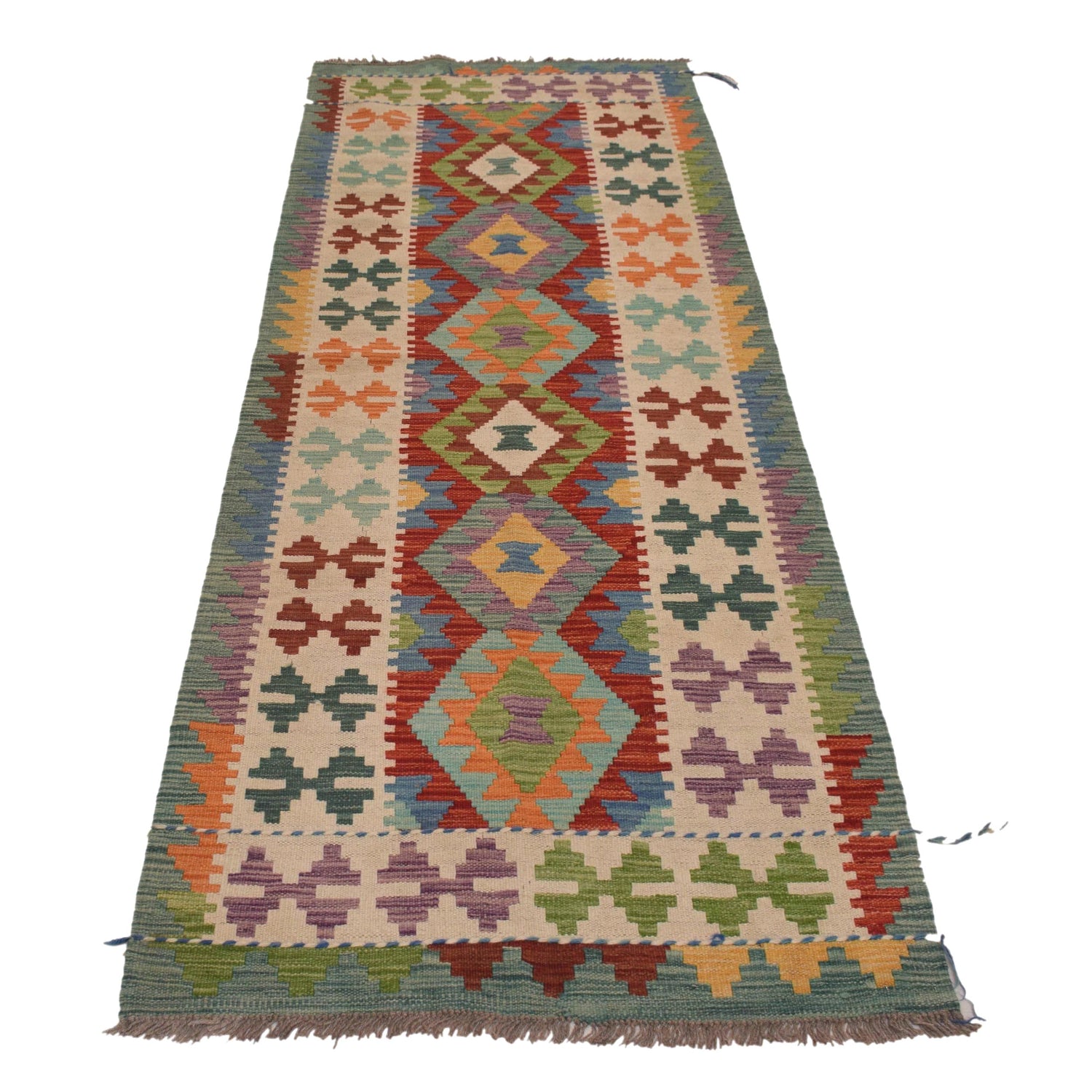 Handmade Multi Kilim Geometric 8' Runner