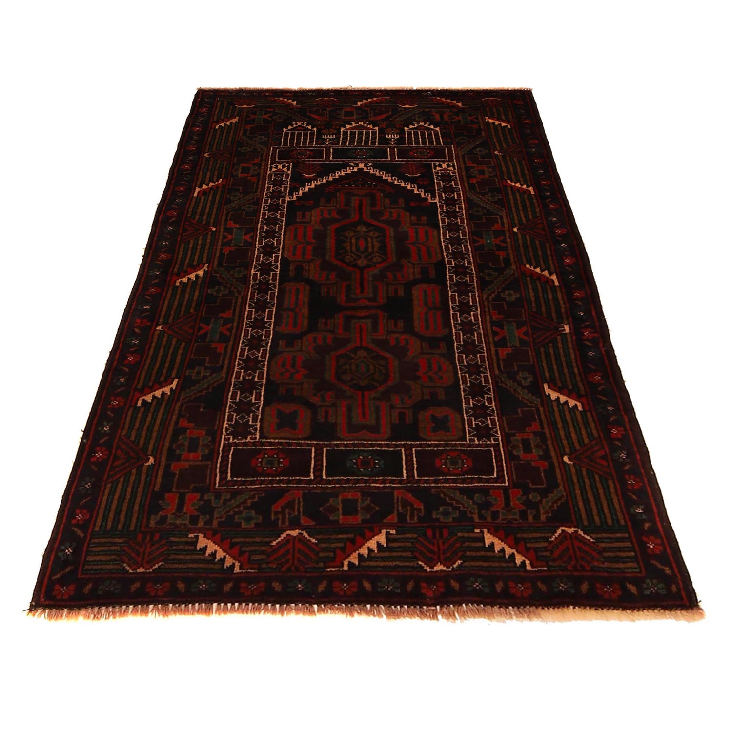 Baluchi Rug Handmade Multi Prayer Design 3x5 ft