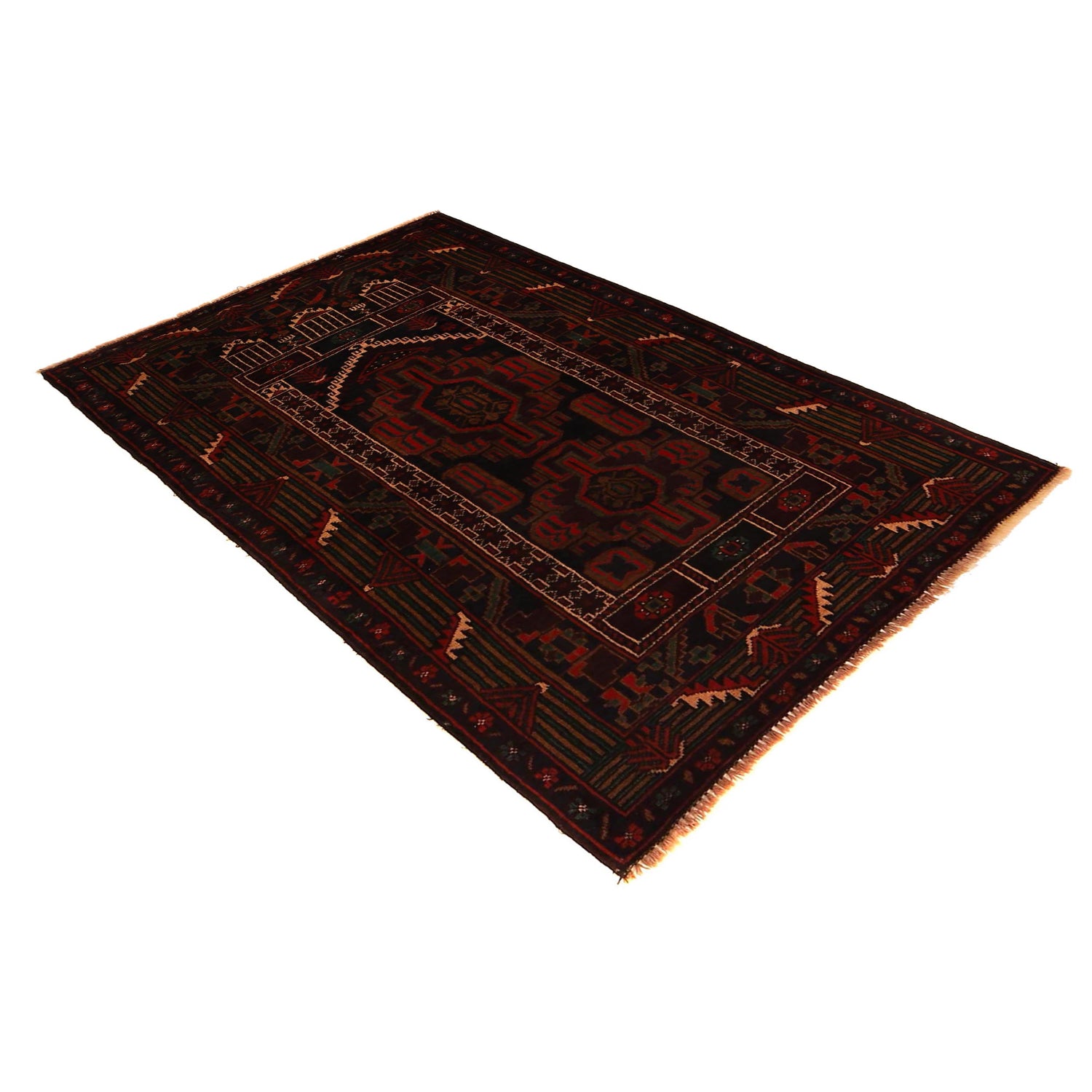 Baluchi Rug Handmade Multi Prayer Design 3x5 ft