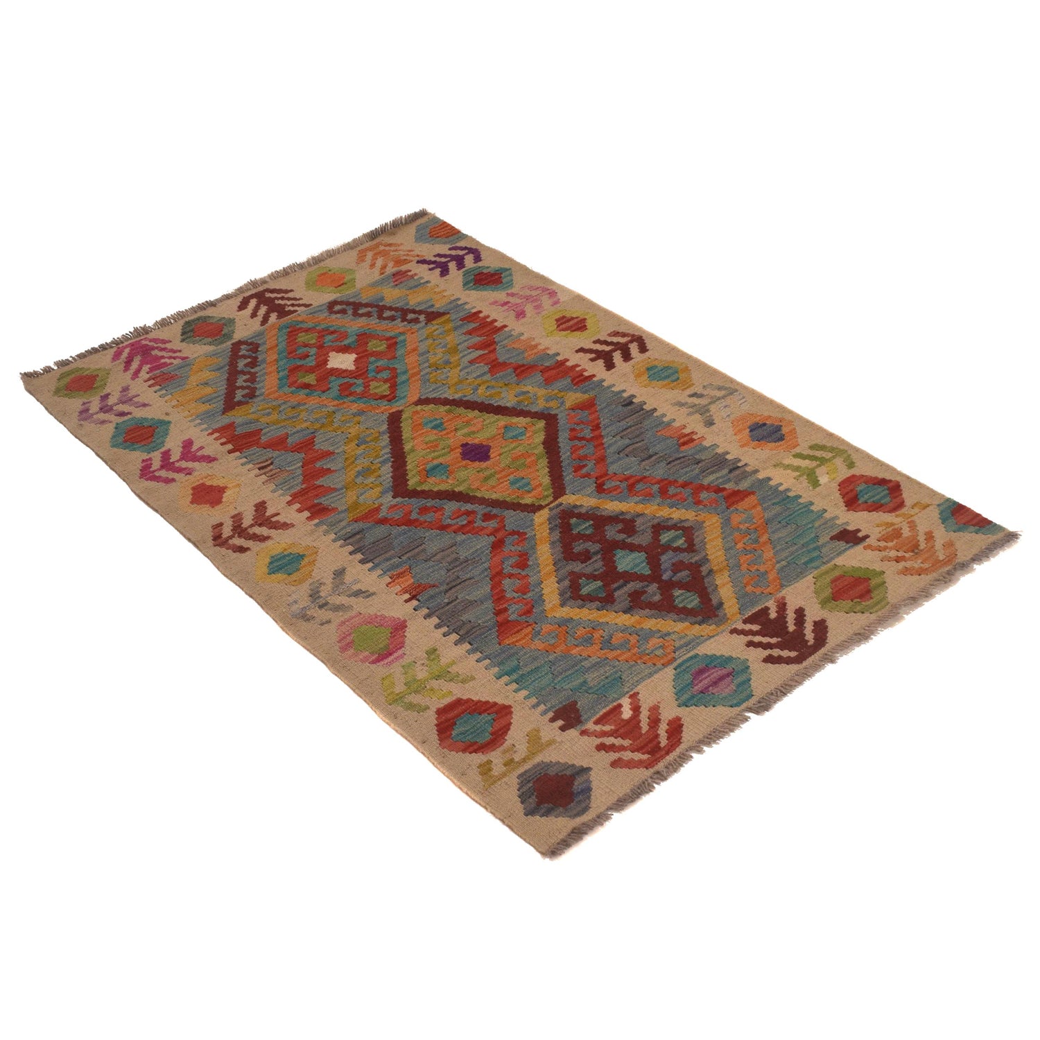 Handmade Multi Kilim Geometric 2x4 ft