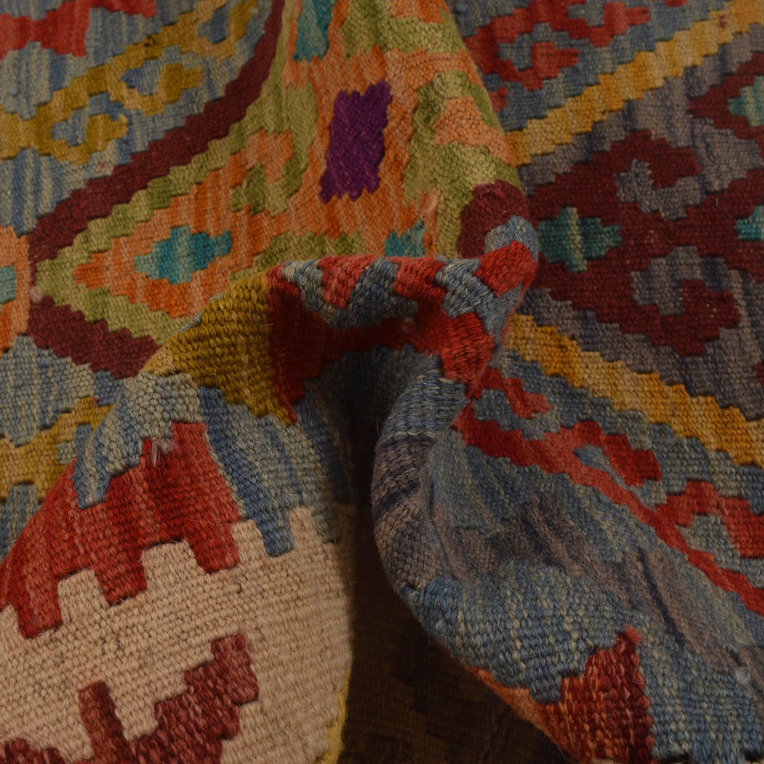 Handmade Multi Kilim Geometric 2x4 ft