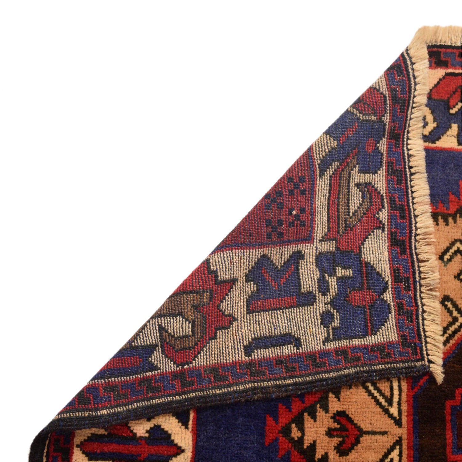 Baluchi Rug Handmade Blue Geometric 4x6 ft