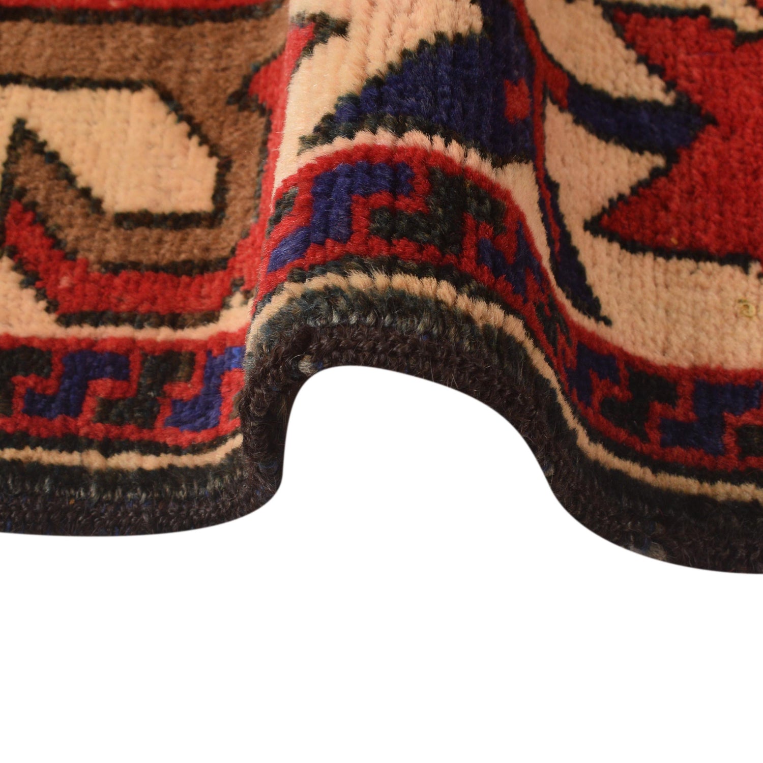 Baluchi Rug Handmade Blue Geometric 4x6 ft