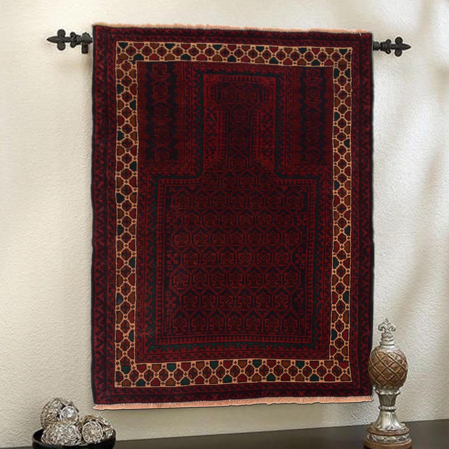 Baluchi Rug Handmade Multi Prayer Design 2x4 ft