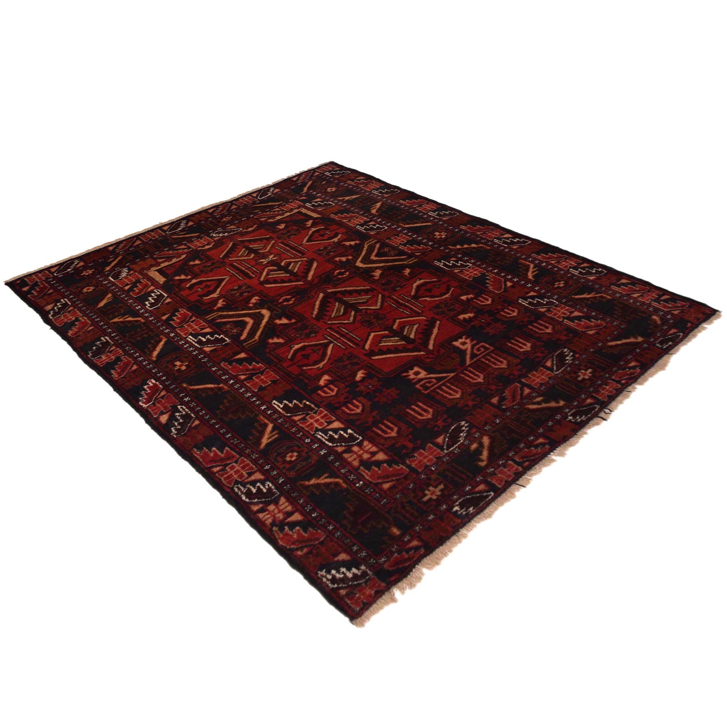 Baluchi Rug Handmade Red Prayer Design 3x5 ft