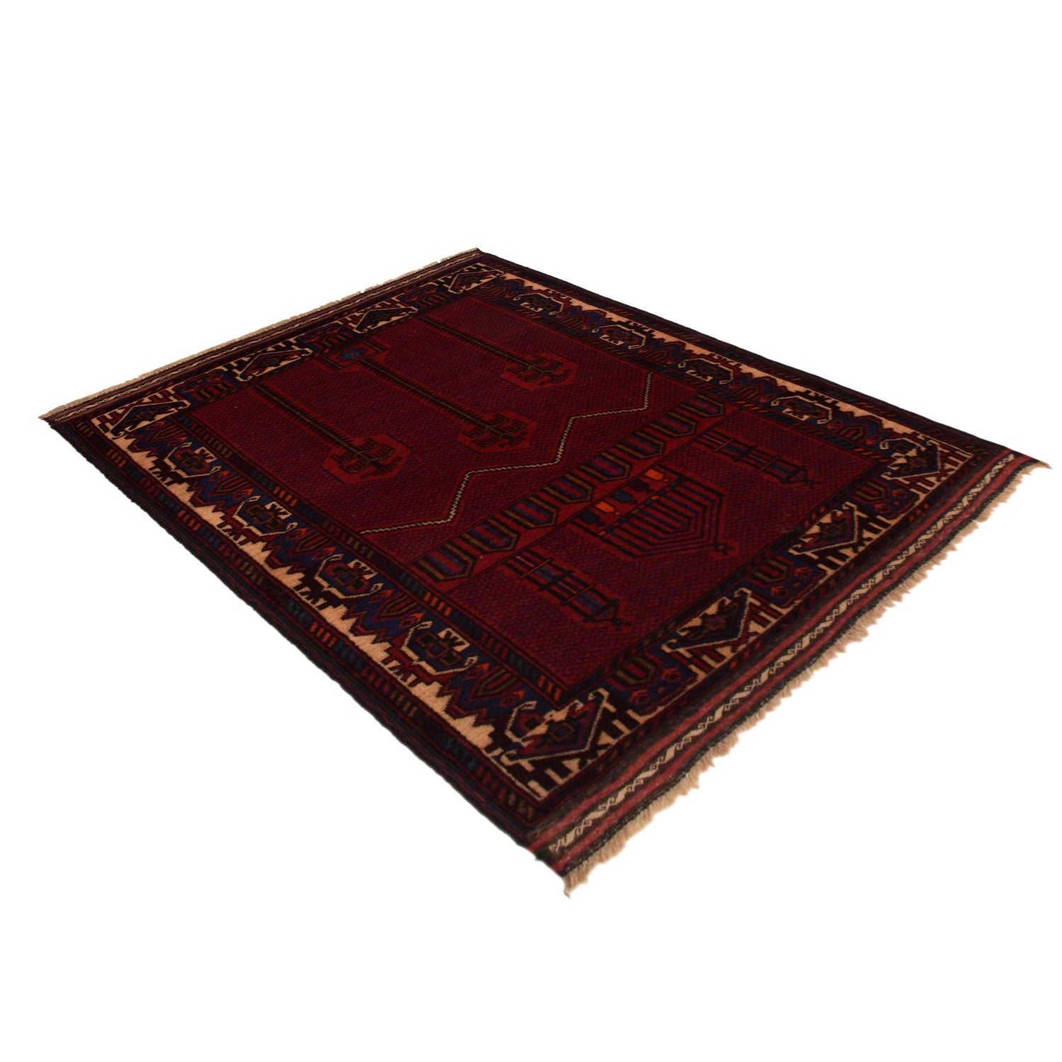 Baluchi Rug Handmade Red Prayer Design 2x4 ft
