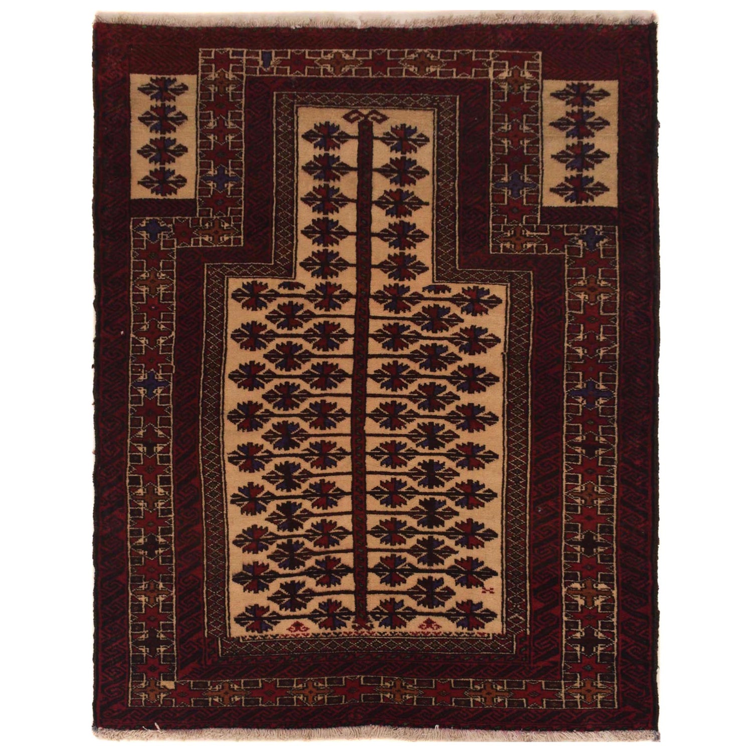Baluchi Rug Handmade Multi Prayer Design 2x4 ft