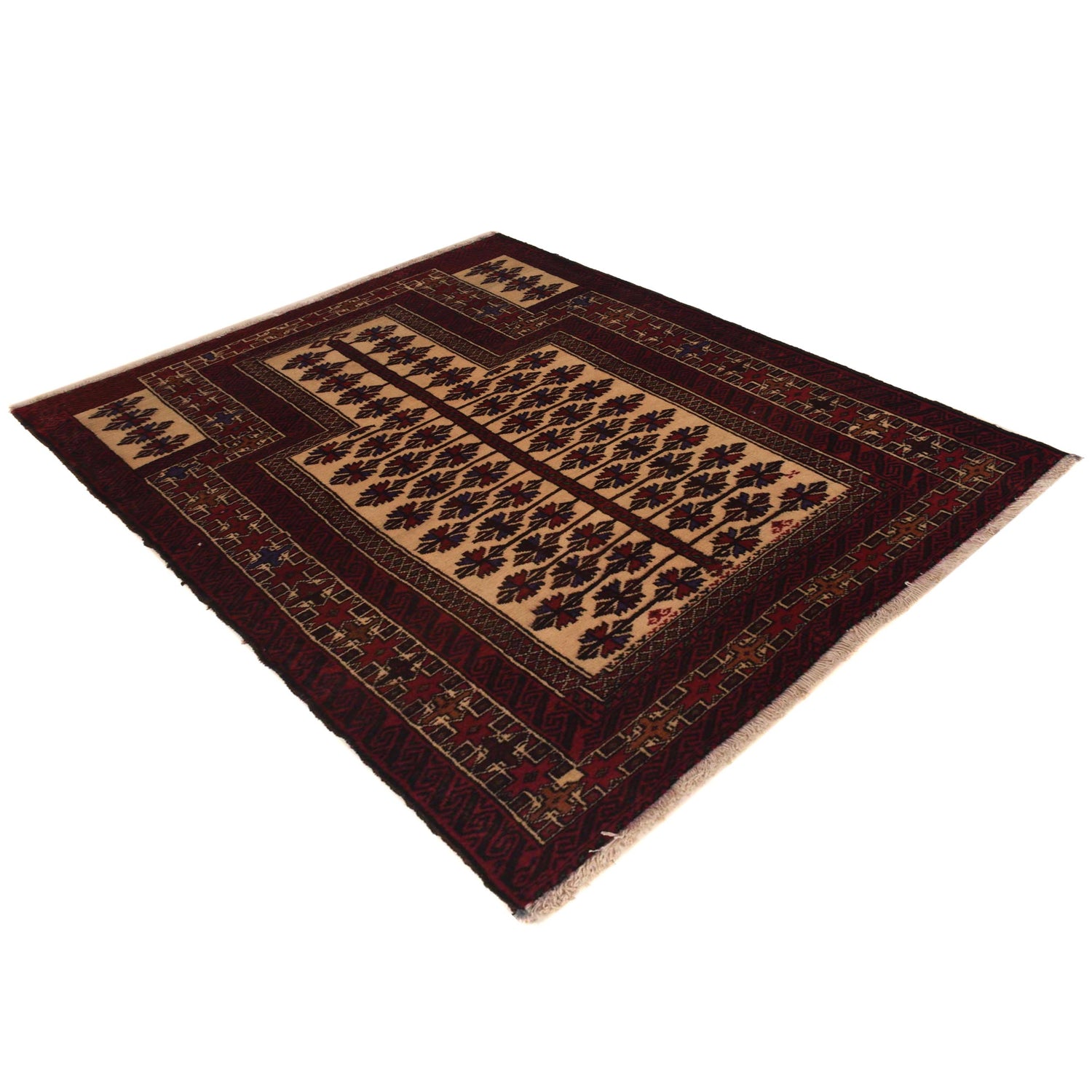 Baluchi Rug Handmade Multi Prayer Design 2x4 ft