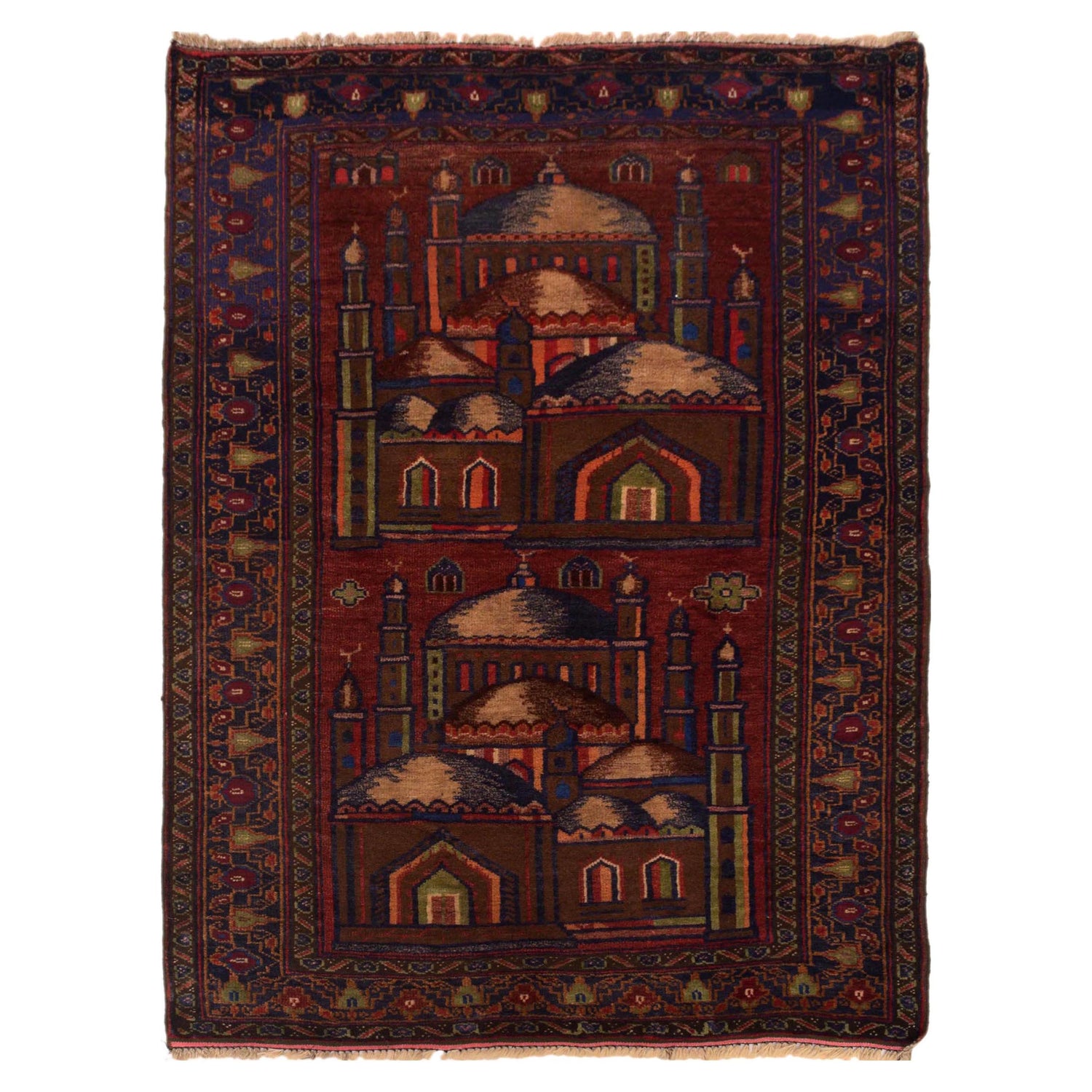 Baluchi Rug Handmade Multi Prayer Design 2x4 ft
