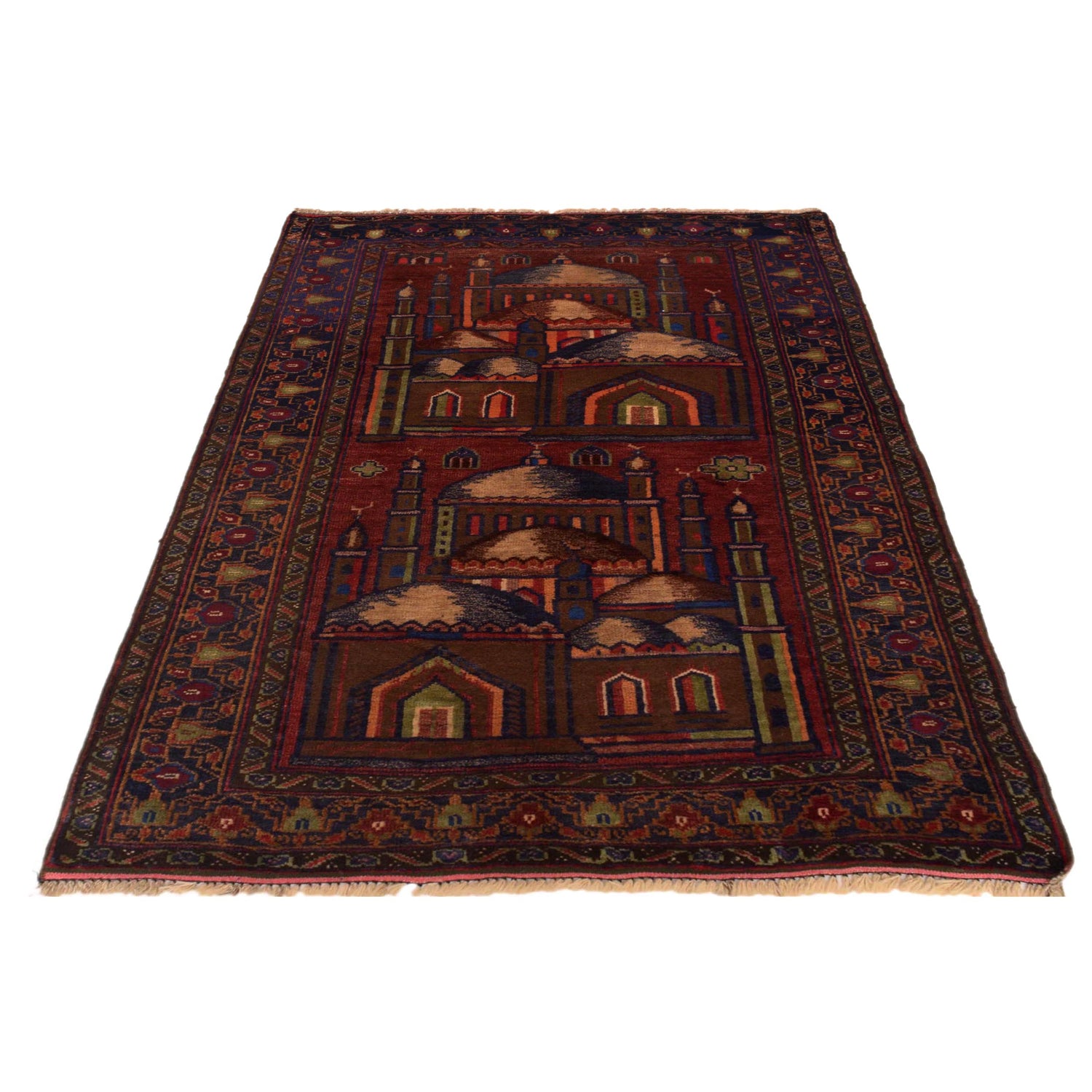 Baluchi Rug Handmade Multi Prayer Design 2x4 ft