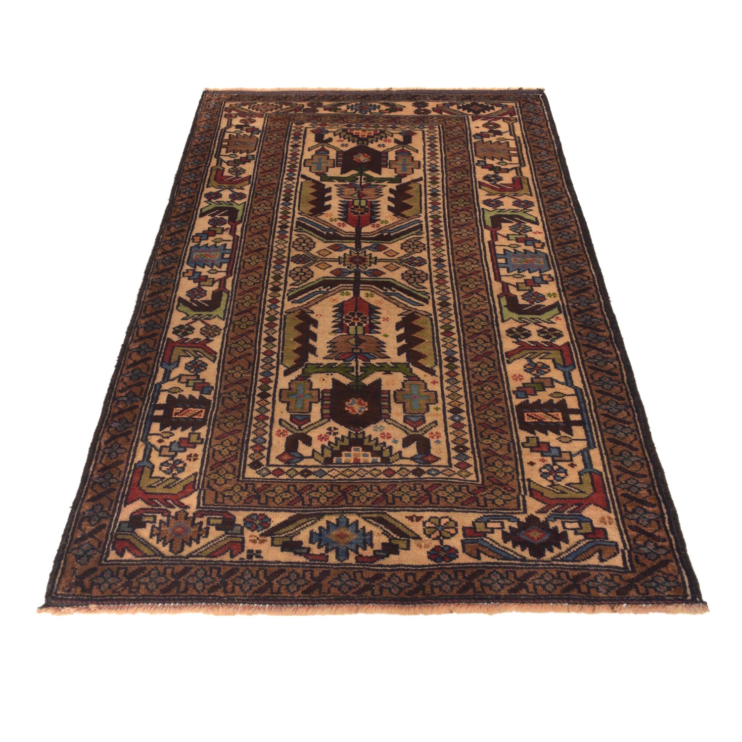 Baluchi Rug Handmade Multi Geometric 3x5 ft
