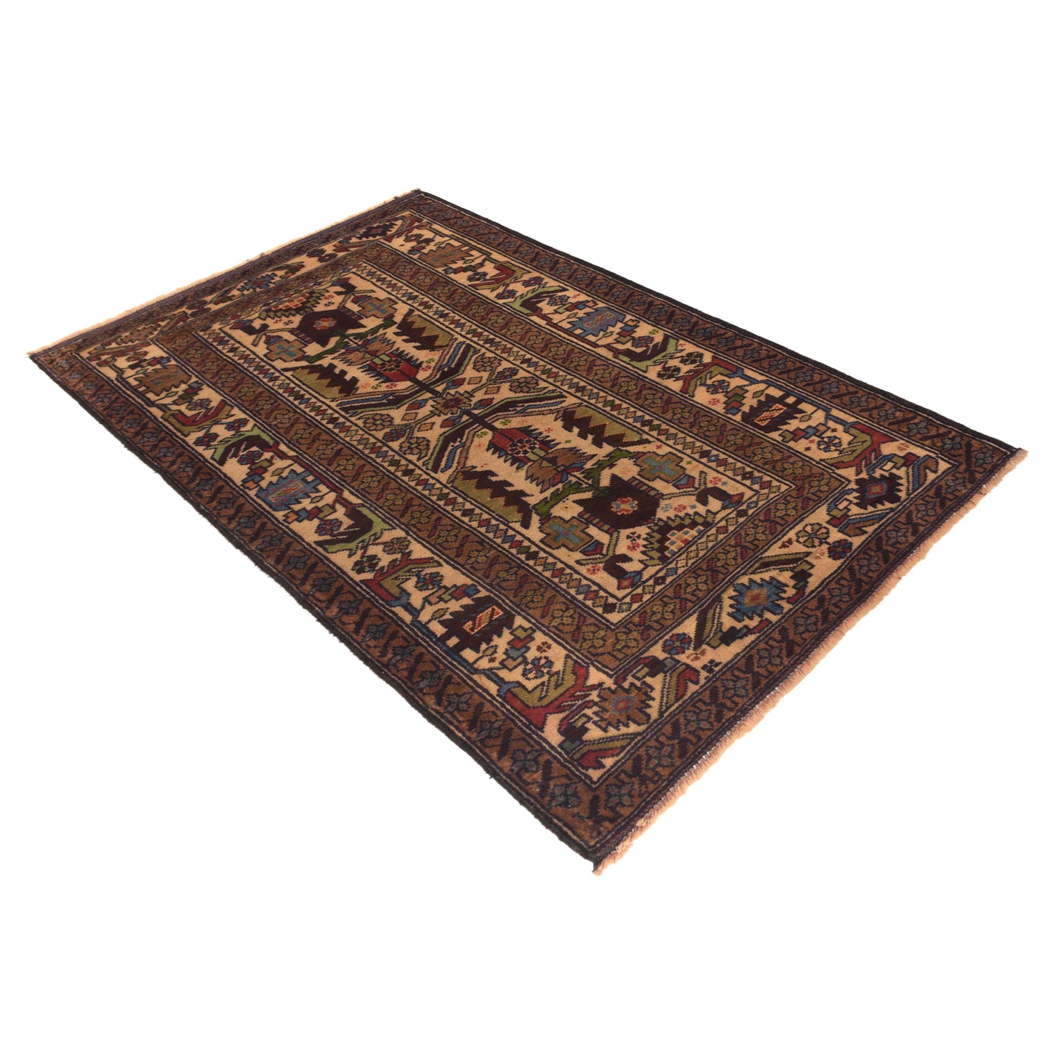 Baluchi Rug Handmade Multi Geometric 3x5 ft