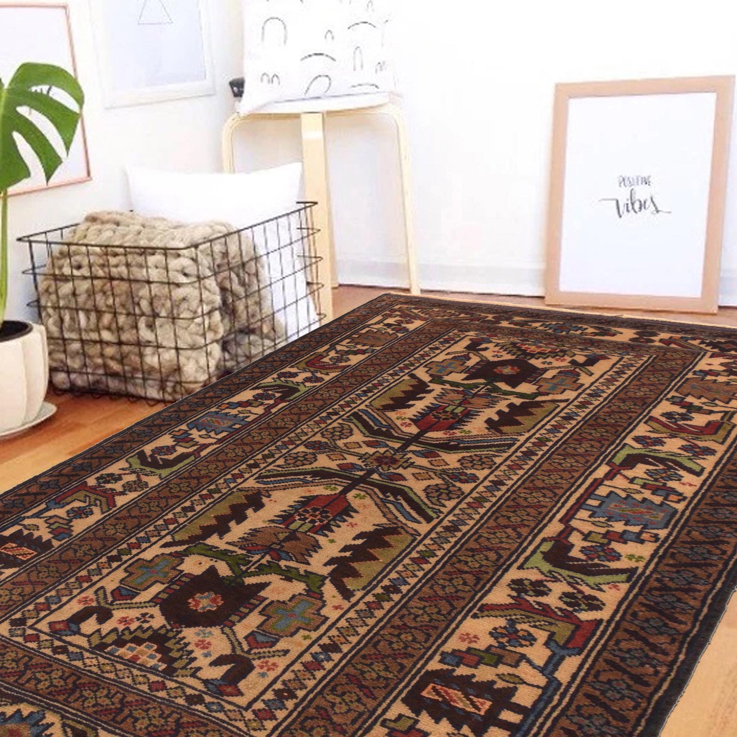 Baluchi Rug Handmade Multi Geometric 3x5 ft