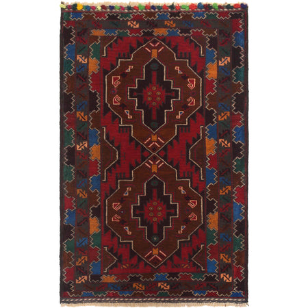 Baluchi Rug Handmade Multi Geometric 3x5 ft
