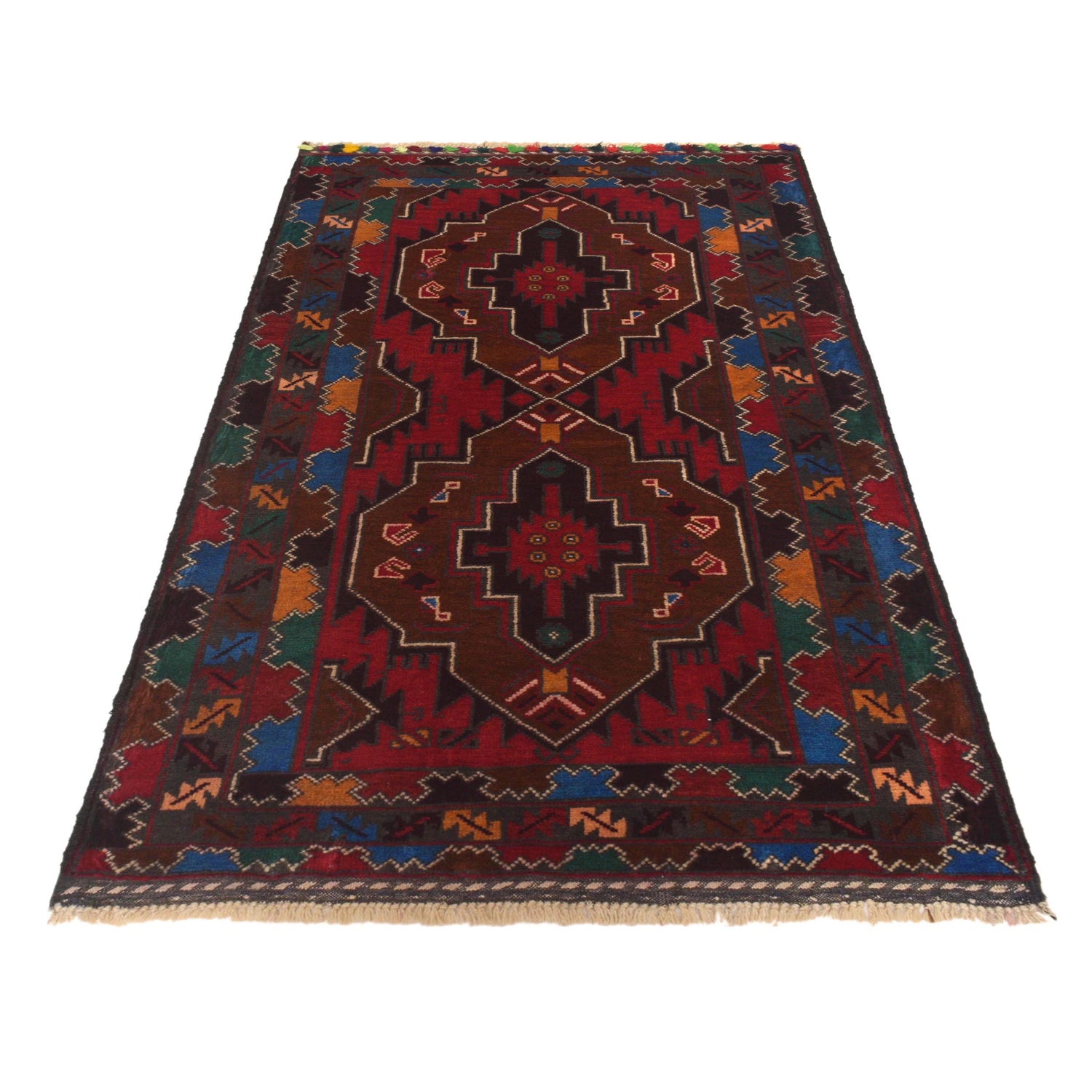 Baluchi Rug Handmade Multi Geometric 3x5 ft