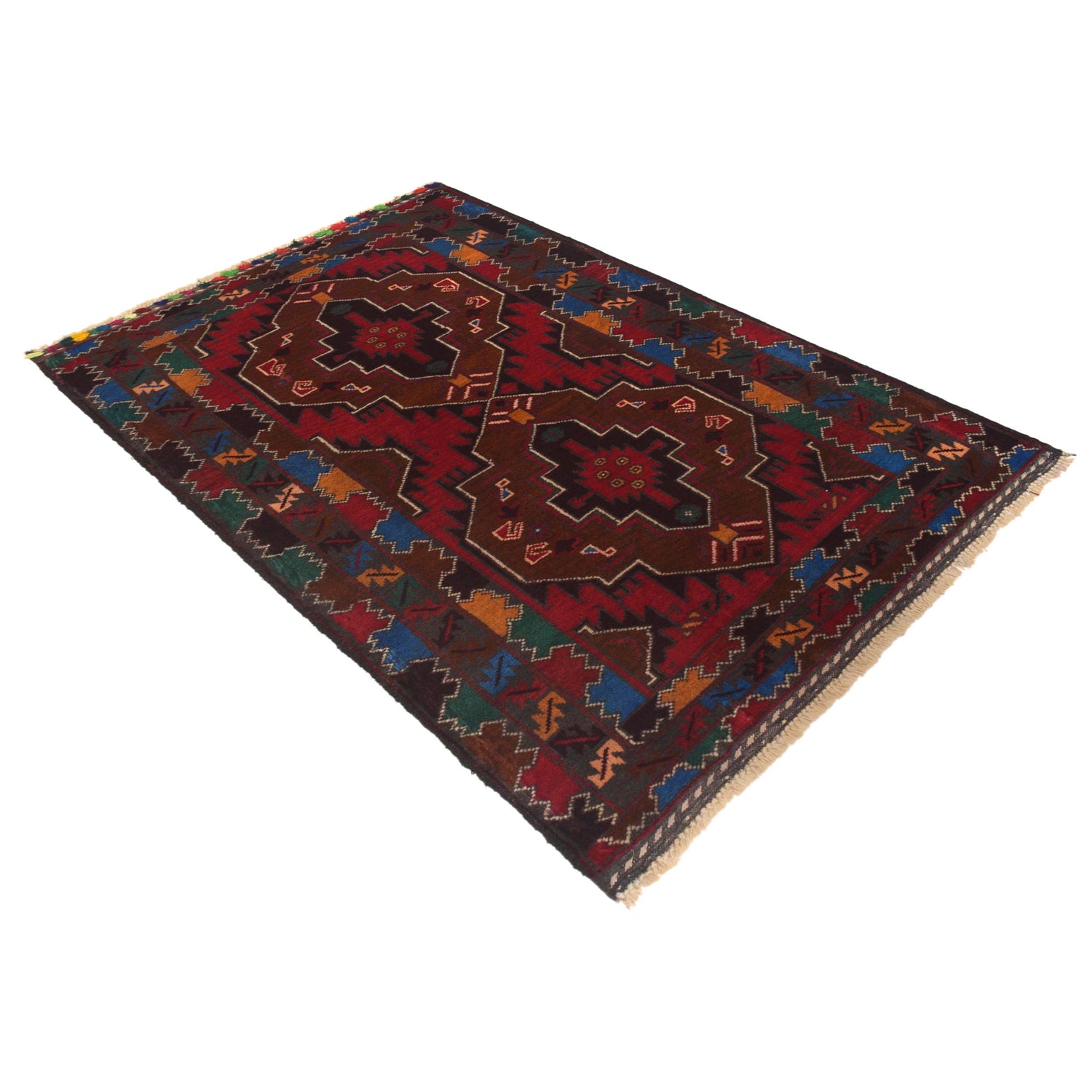 Baluchi Rug Handmade Multi Geometric 3x5 ft