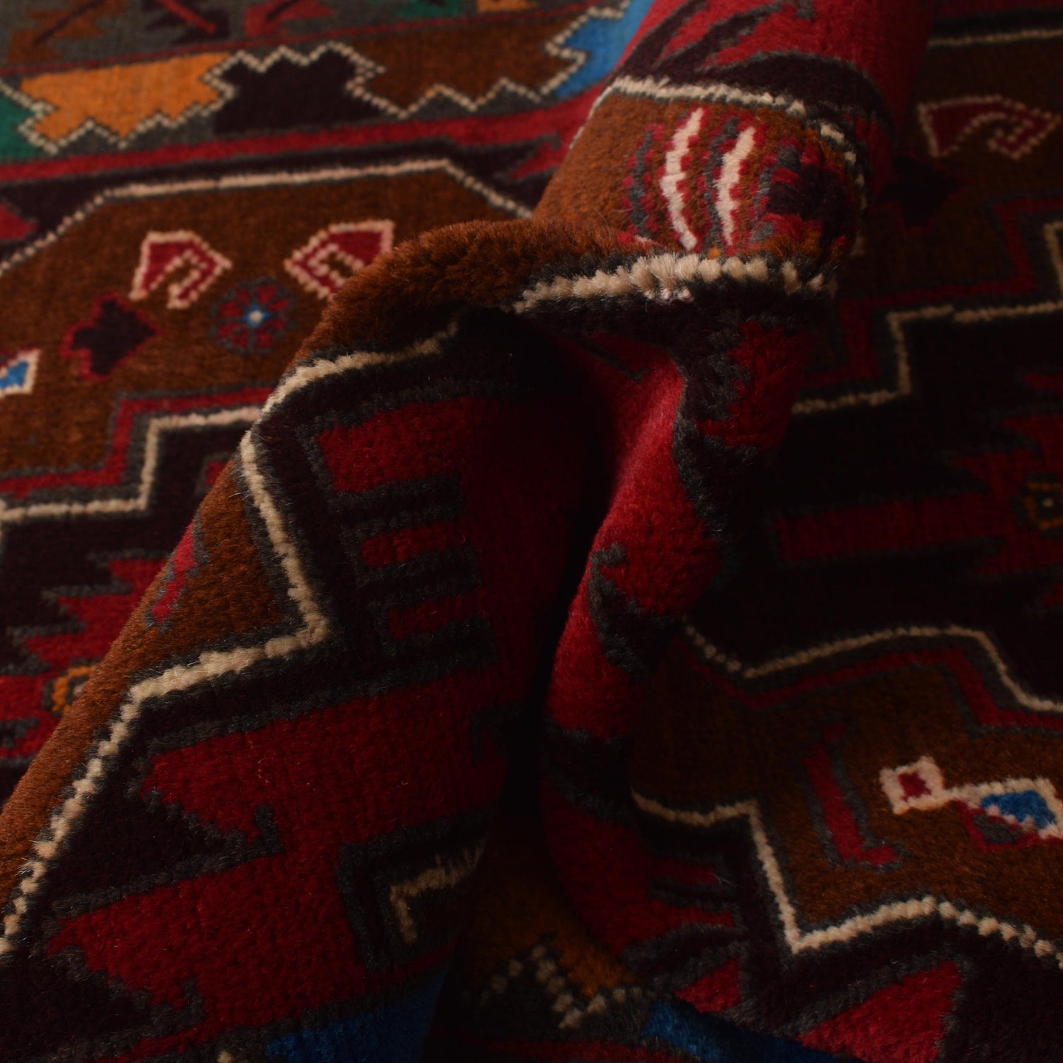 Baluchi Rug Handmade Multi Geometric 3x5 ft