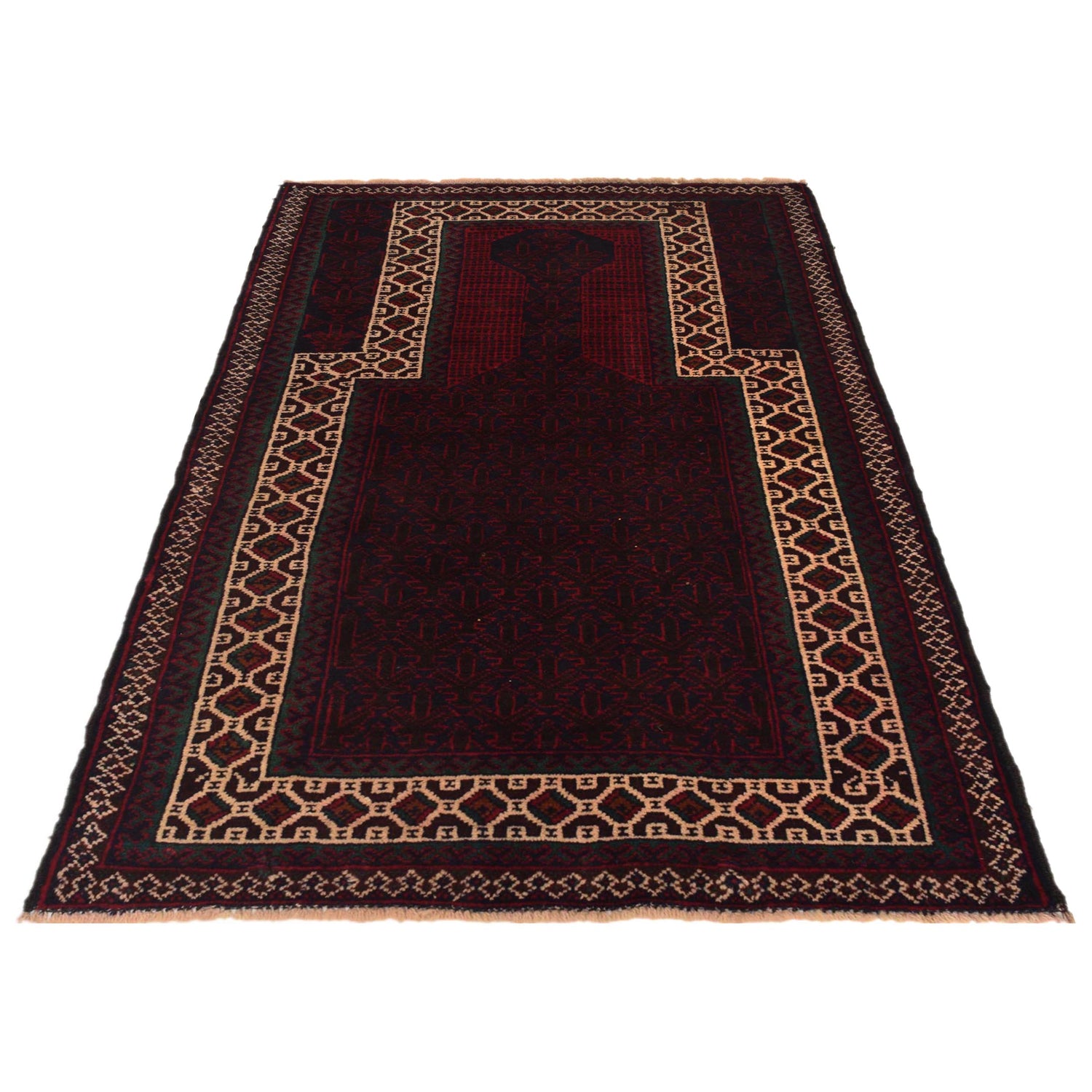 Baluchi Rug Handmade Multi Prayer Design 2x4 ft