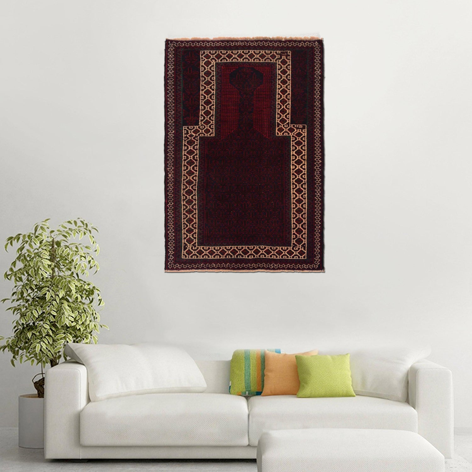 Baluchi Rug Handmade Multi Prayer Design 2x4 ft
