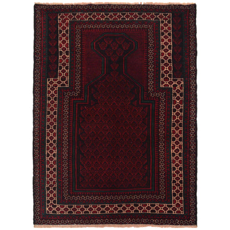 Baluchi Rug Handmade Red Prayer Design 2x4 ft