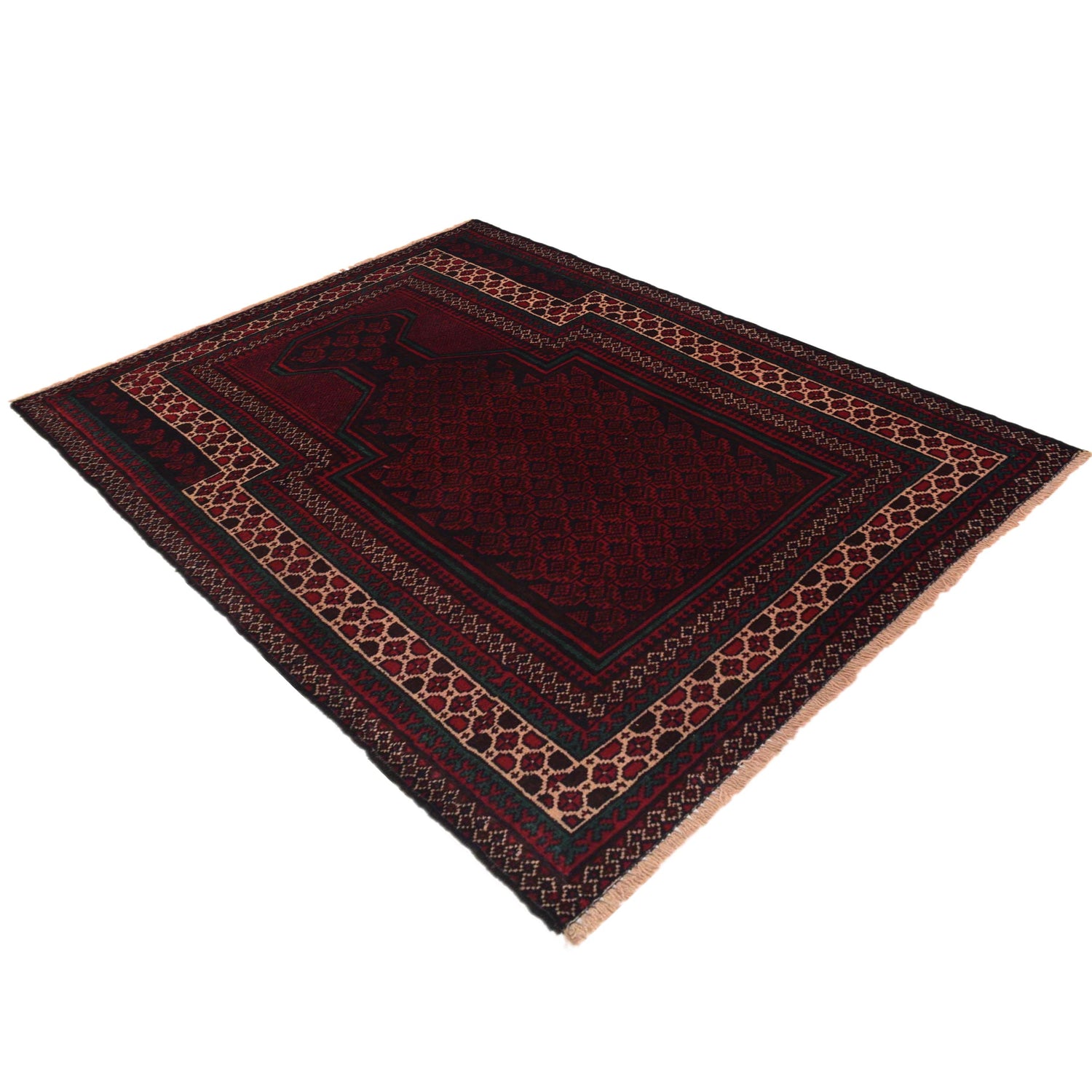 Baluchi Rug Handmade Red Prayer Design 2x4 ft
