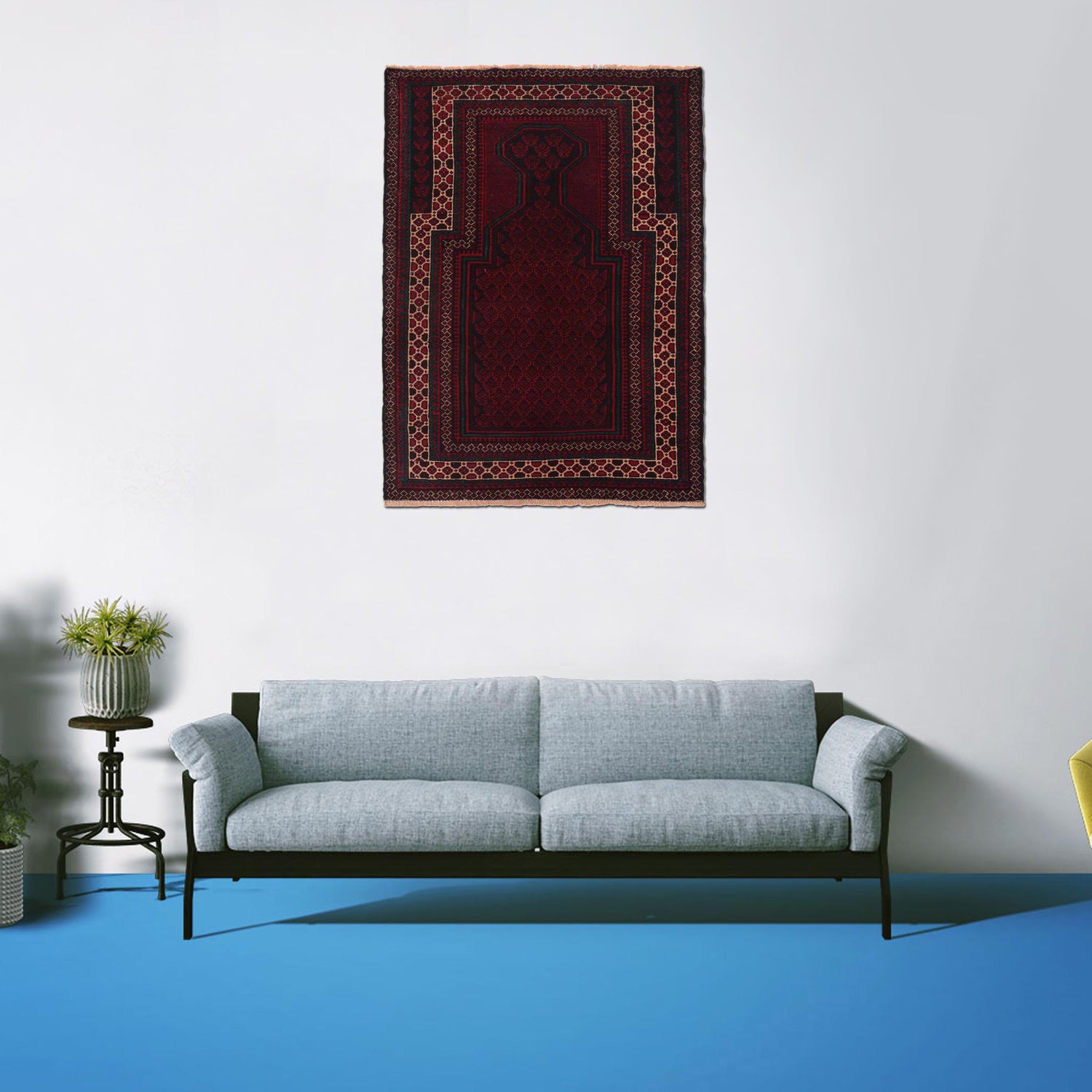 Baluchi Rug Handmade Red Prayer Design 2x4 ft