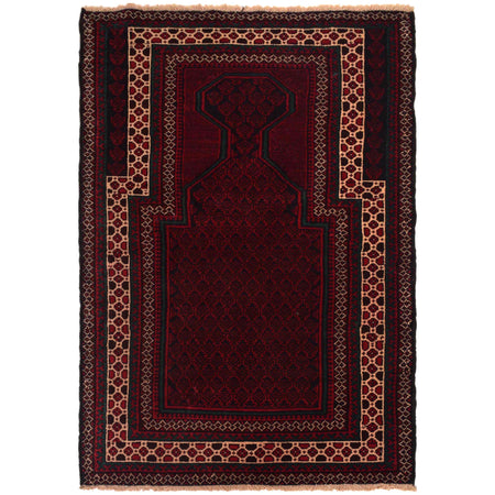 Baluchi Rug Handmade Red Prayer Design 3x5 ft