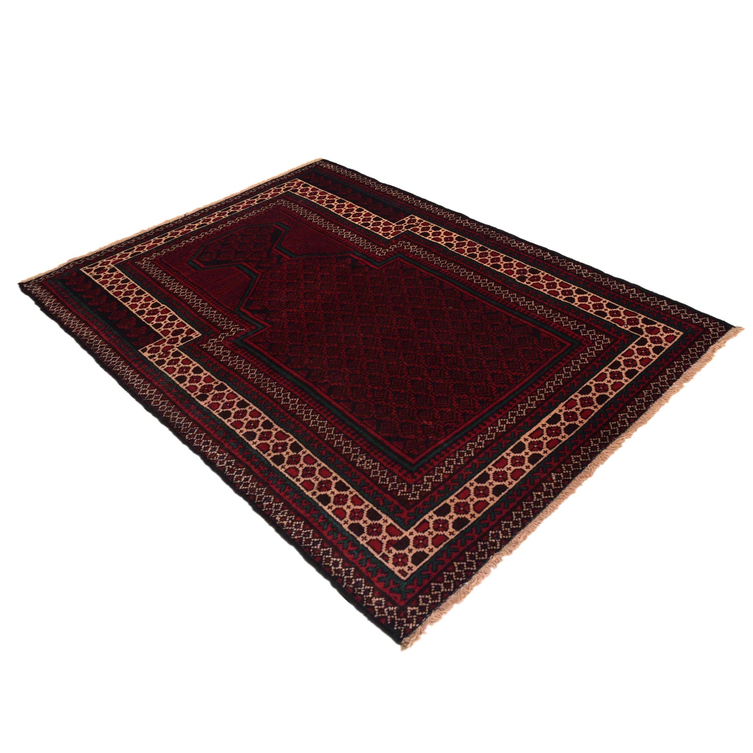 Baluchi Rug Handmade Red Prayer Design 3x5 ft