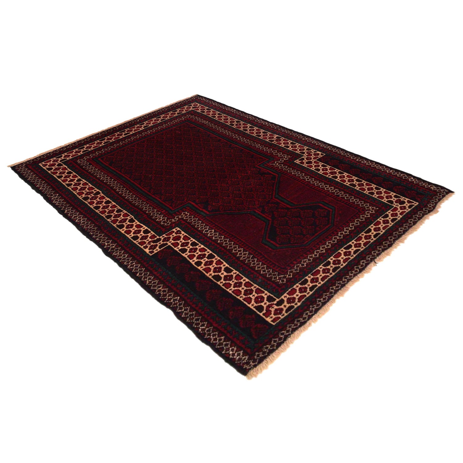 Baluchi Rug Handmade Red Prayer Design 3x5 ft