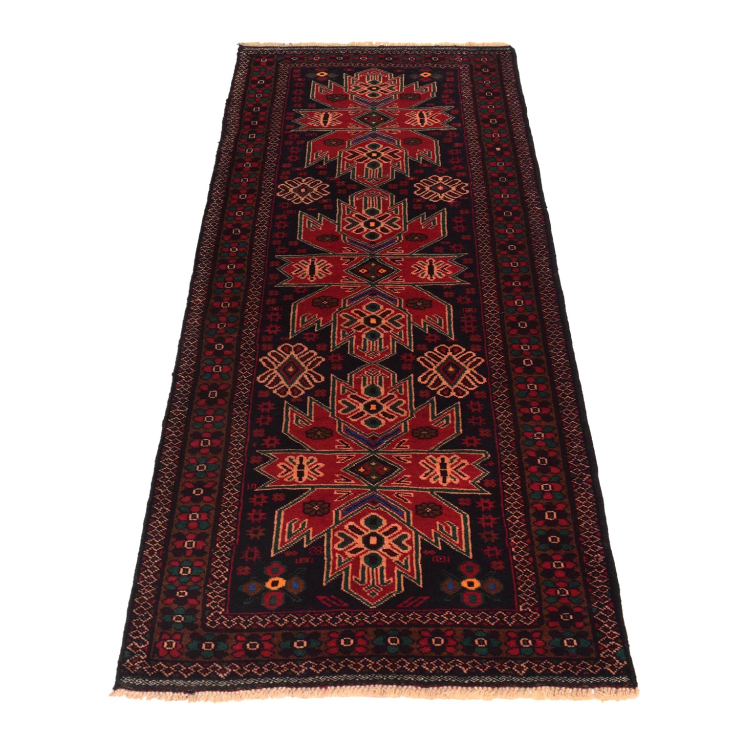 Baluchi Runner Rug Handmade Red 6' Runner