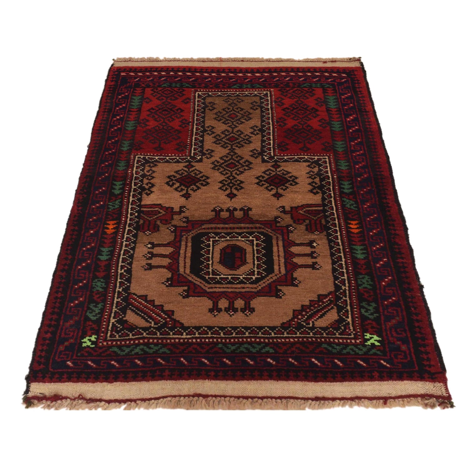 Baluchi Rug Handmade Multi Prayer Design 2x4 ft
