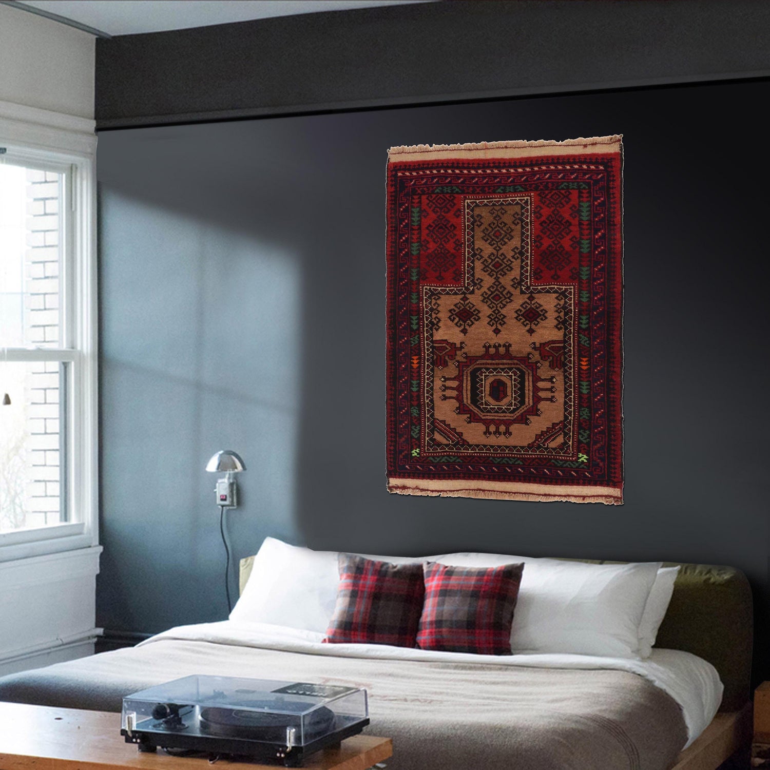 Baluchi Rug Handmade Multi Prayer Design 2x4 ft