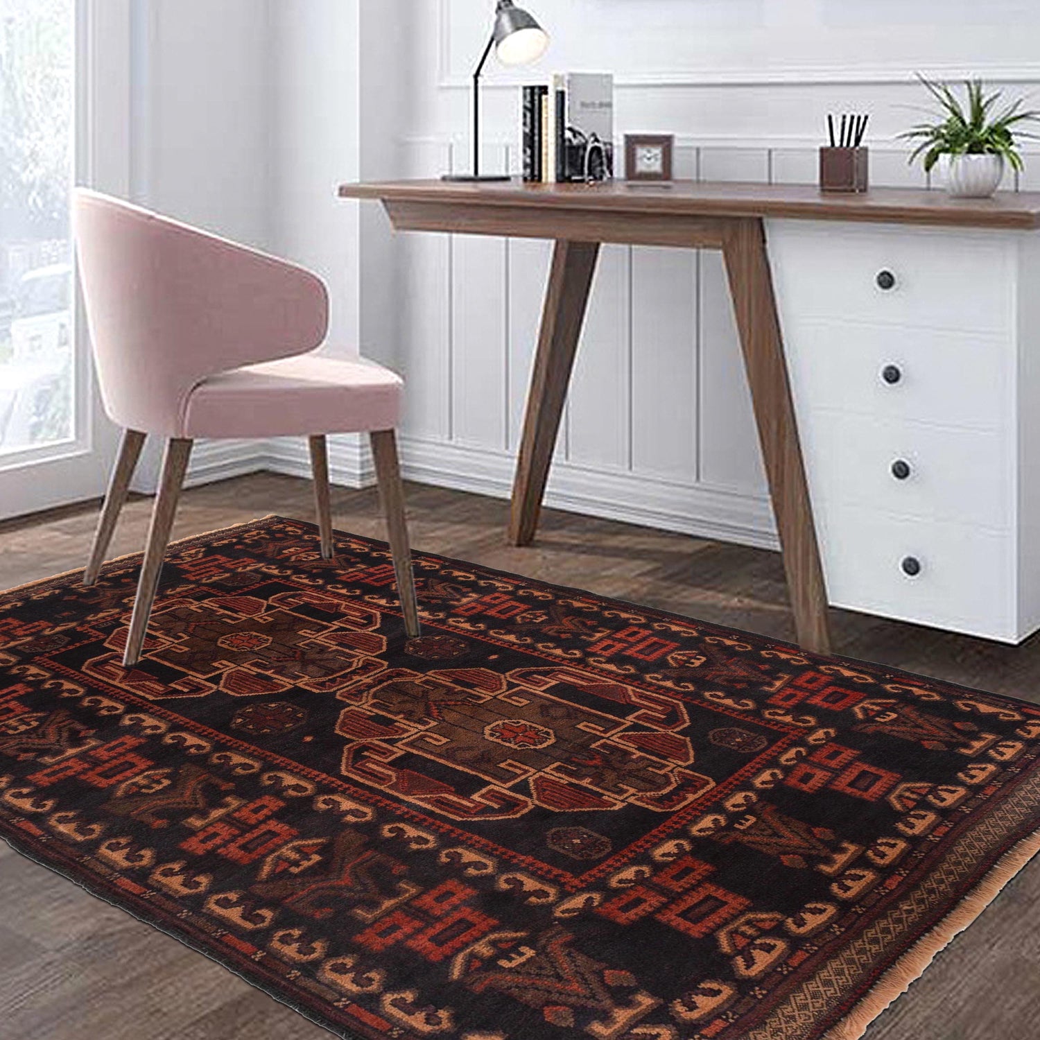 Baluchi Rug Handmade Multi Geometric 2x4 ft