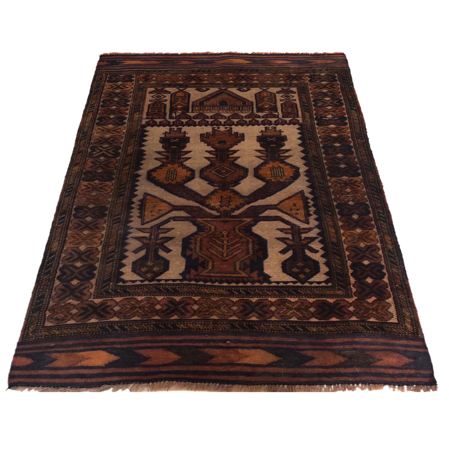 Baluchi Rug Handmade Multi Prayer Design 2x4 ft