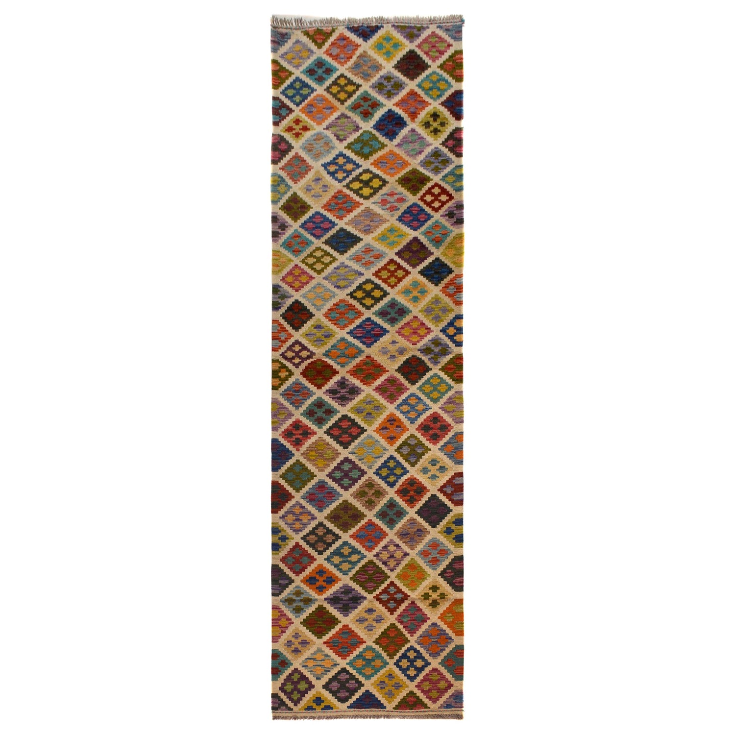 Handmade Multi Kilim Geometric 10' Runner