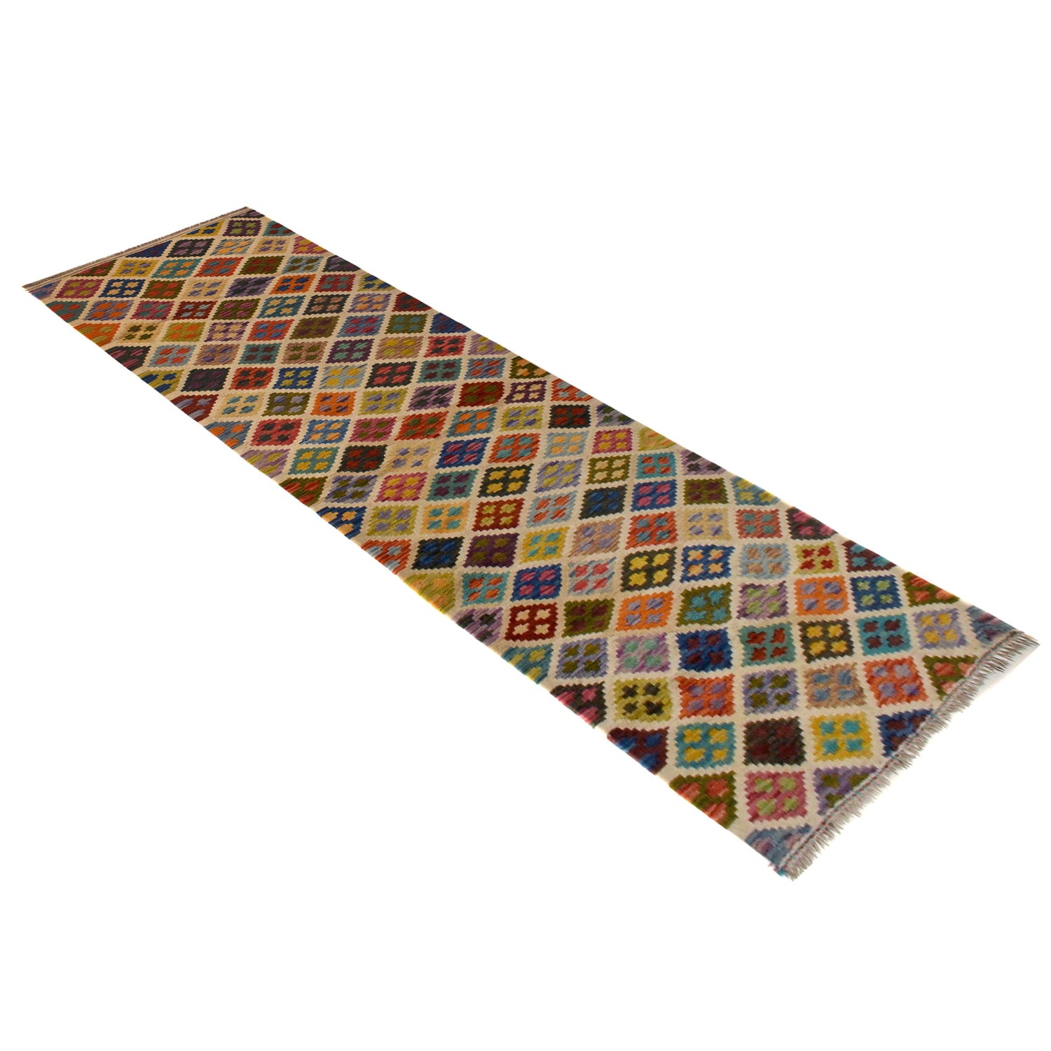 Handmade Multi Kilim Geometric 10' Runner