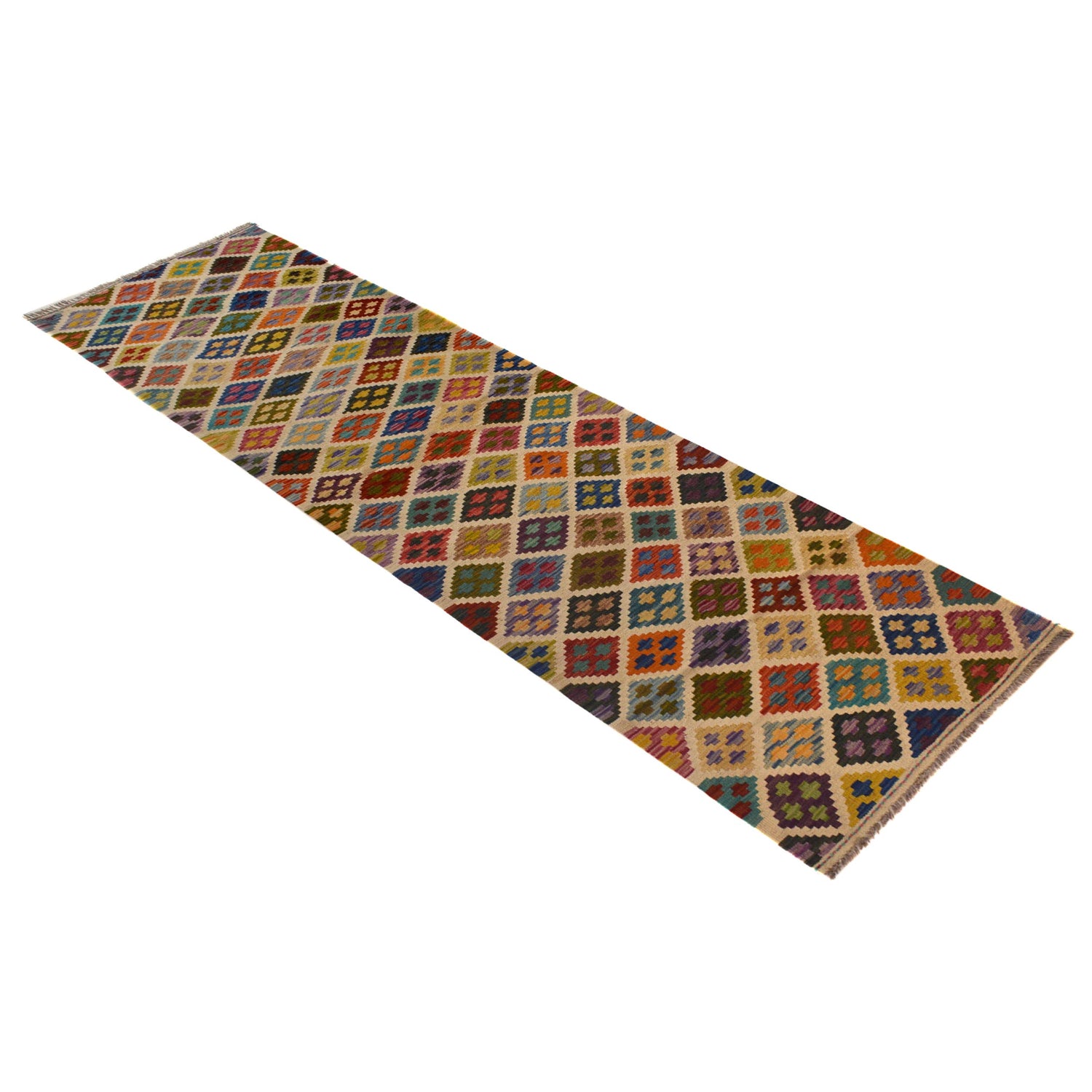 Handmade Multi Kilim Geometric 10' Runner