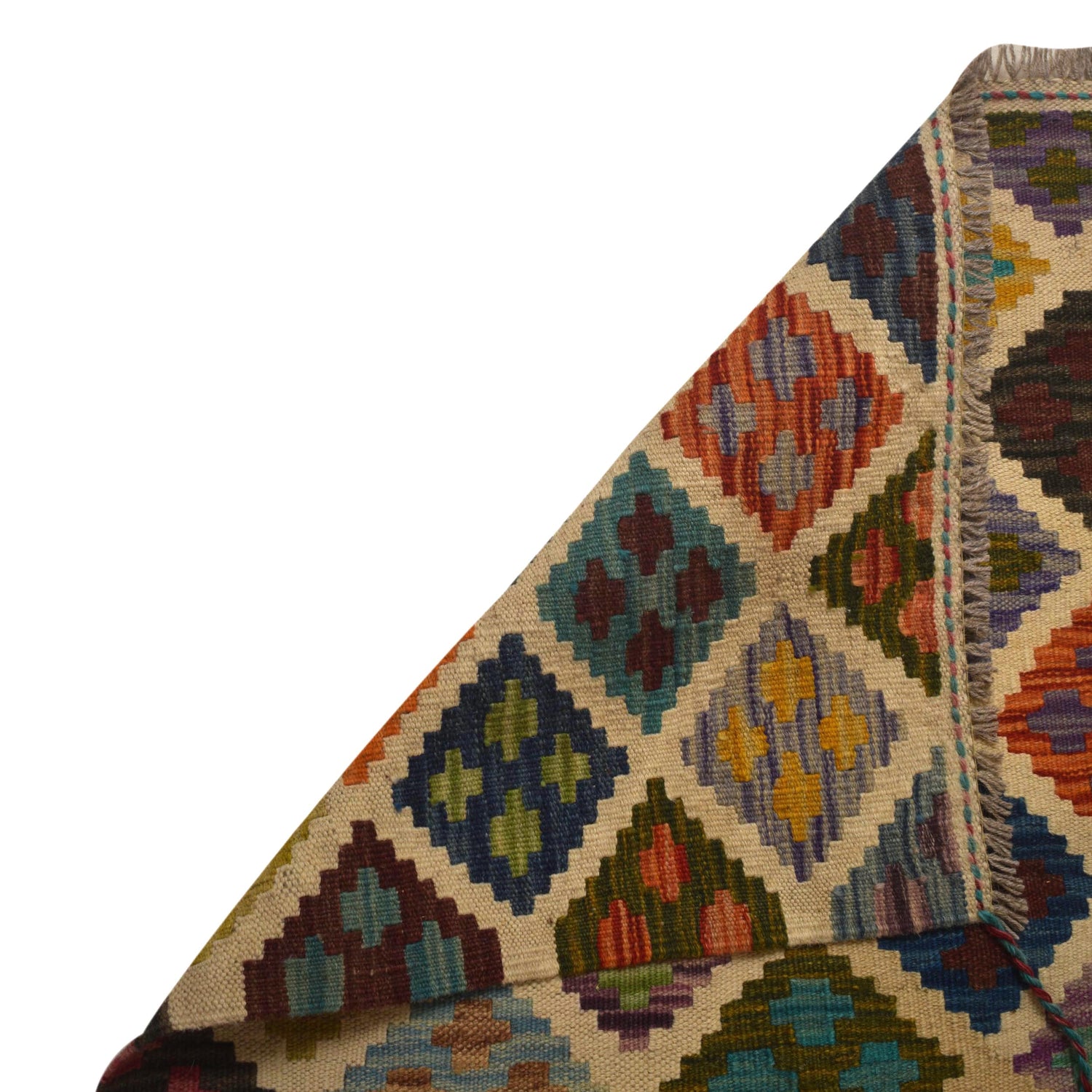 Handmade Multi Kilim Geometric 10' Runner